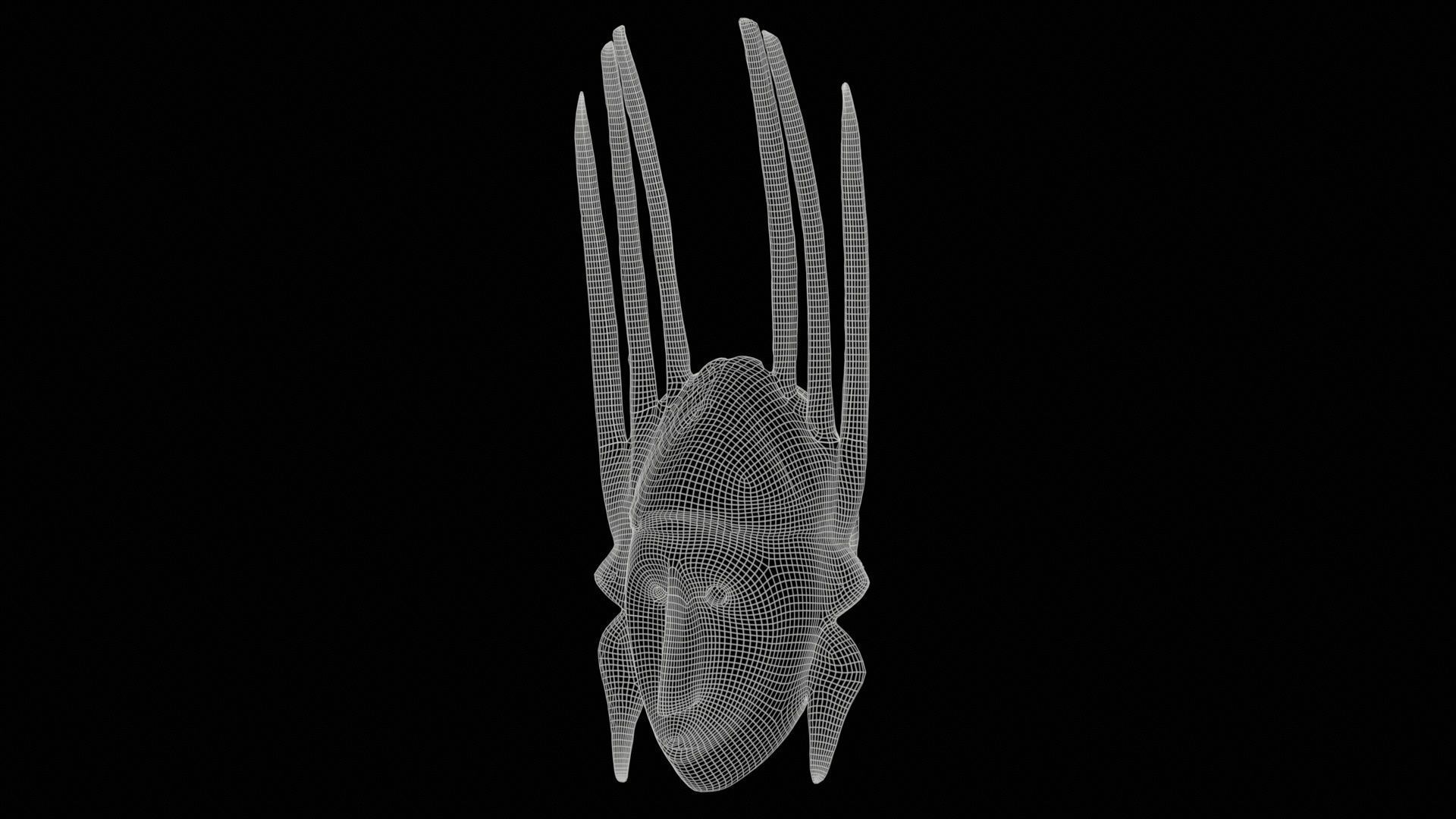 Afrikan Mask Carved Wood 48 Low-poly 3D model_11