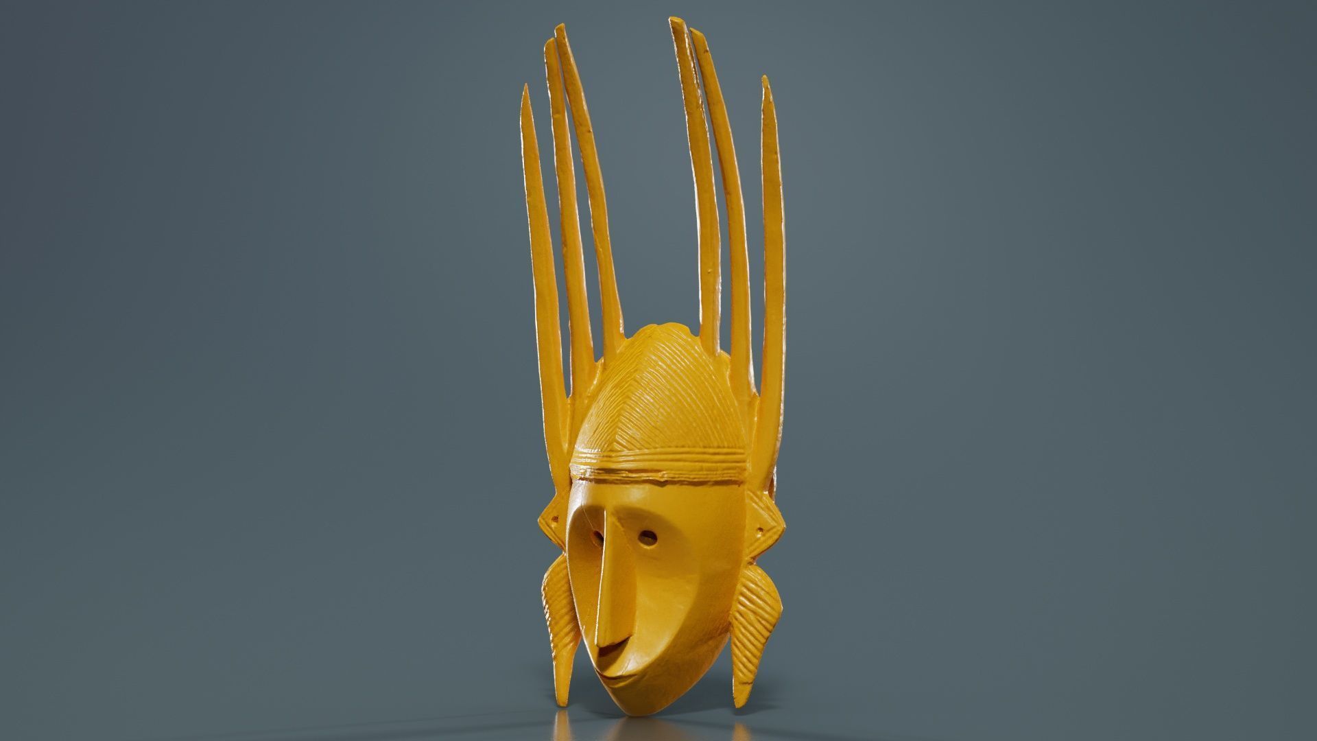 Afrikan Mask Carved Wood 48 Low-poly 3D model_12