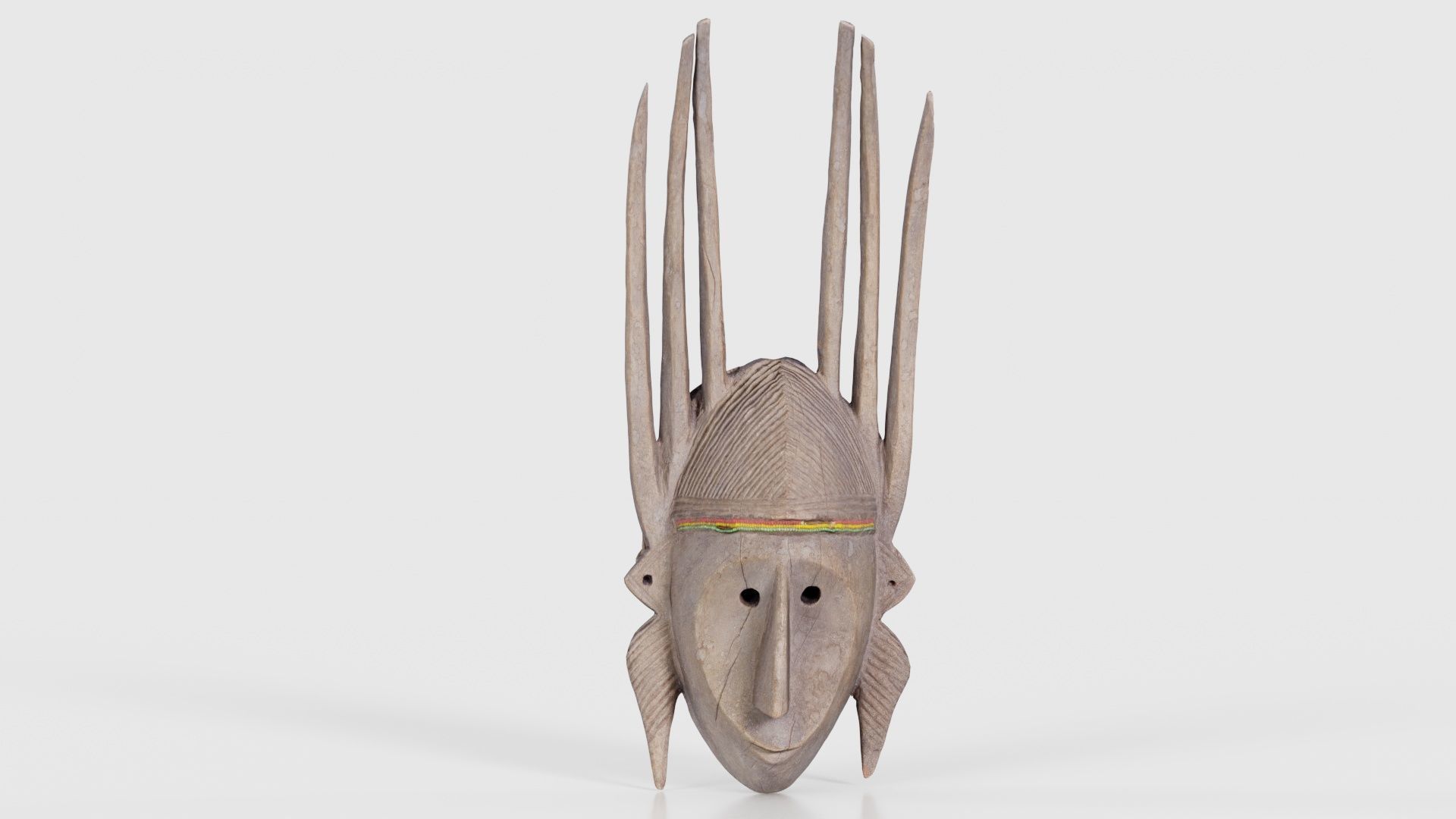 Afrikan Mask Carved Wood 48 Low-poly 3D model_16