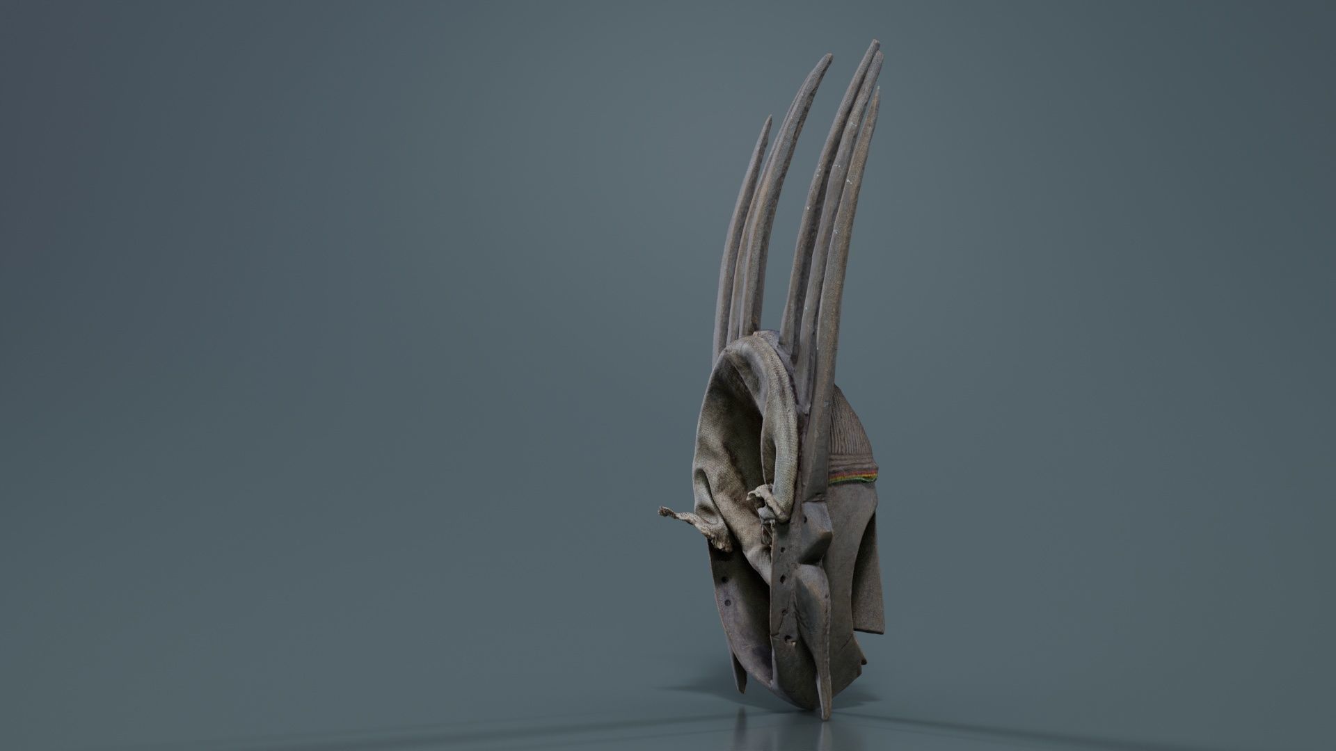 Afrikan Mask Carved Wood 48 Low-poly 3D model_4