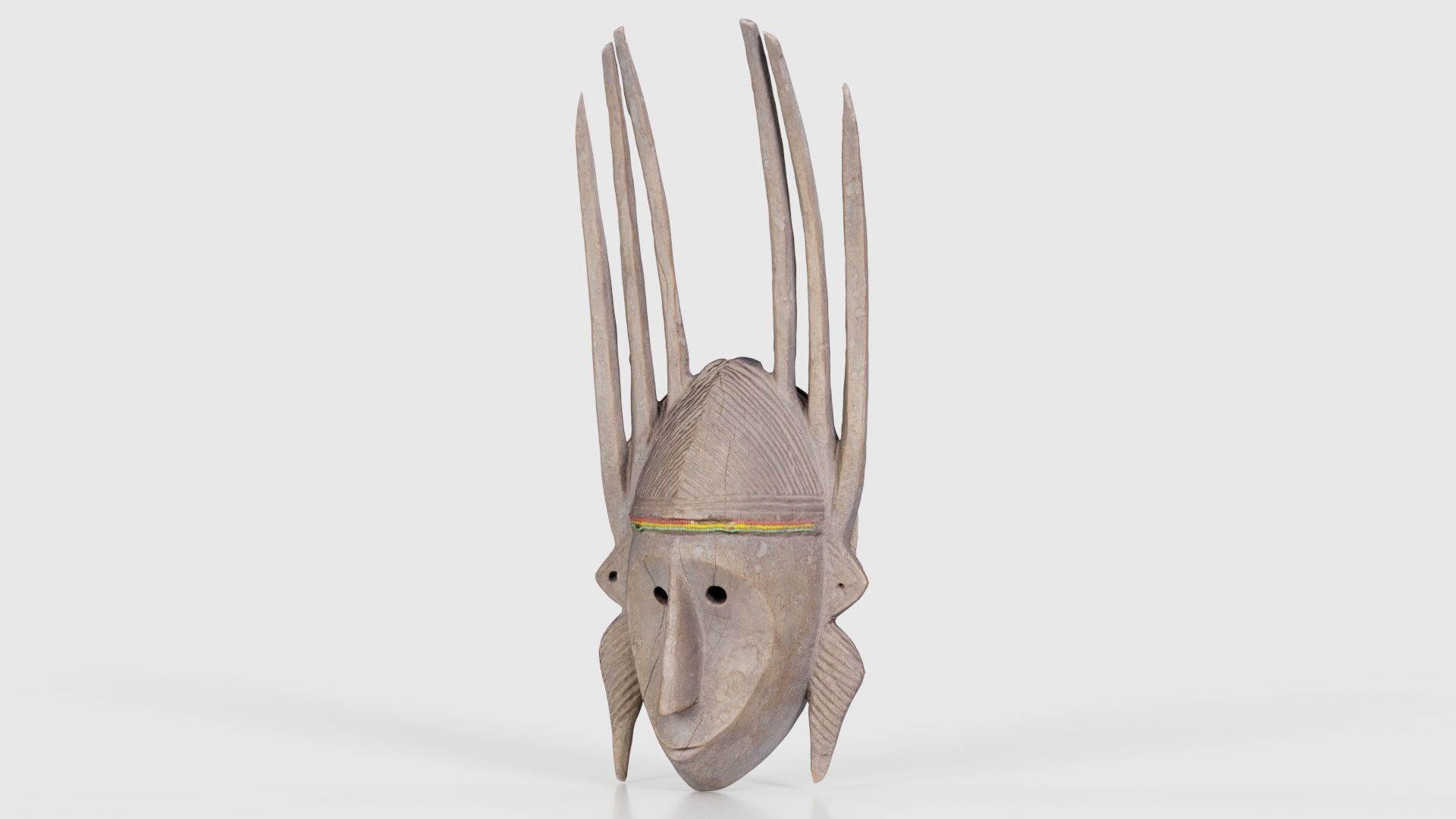 Afrikan Mask Carved Wood 48 Low-poly 3D model_15