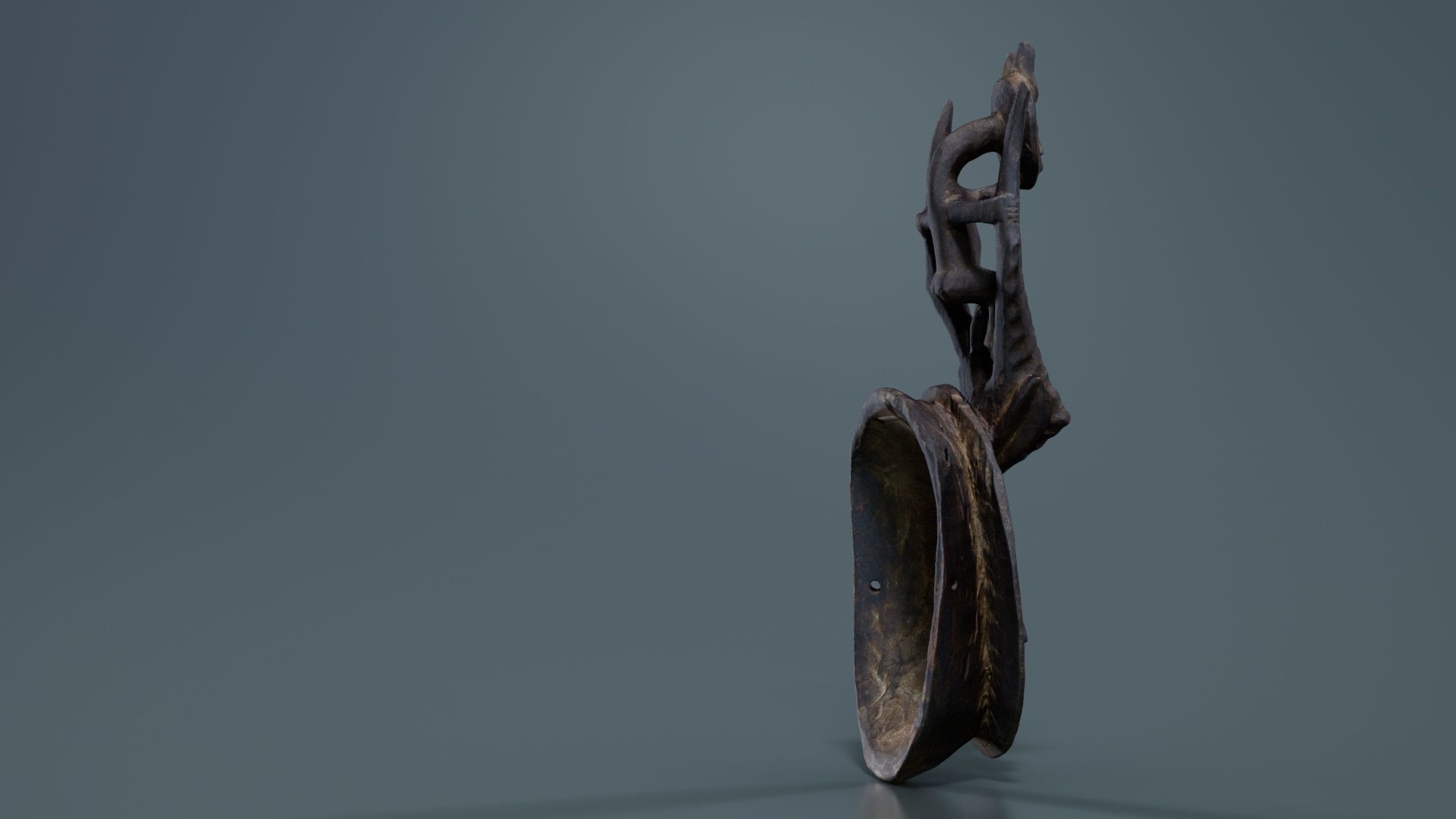 Afrikan Mask Carved Wood 49 Low-poly 3D model_8