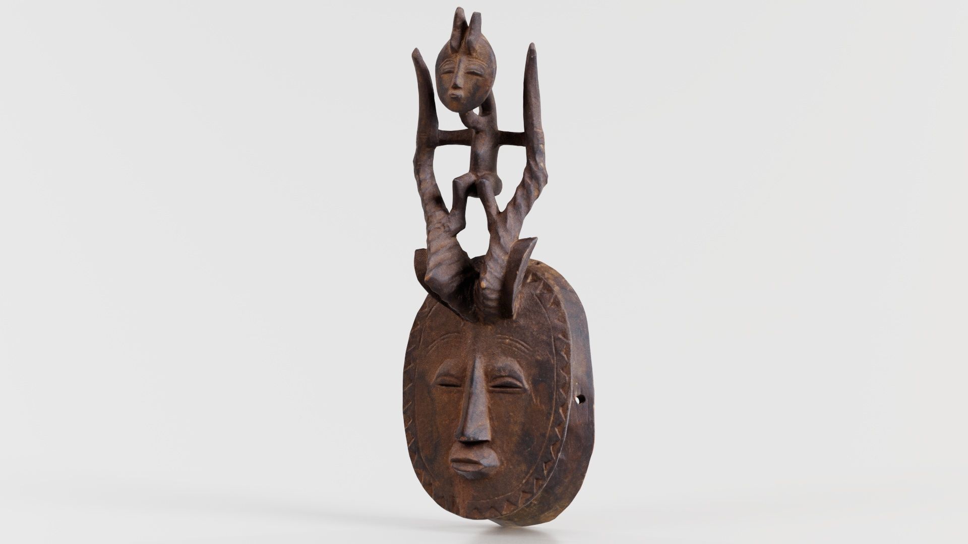 Afrikan Mask Carved Wood 49 Low-poly 3D model_1