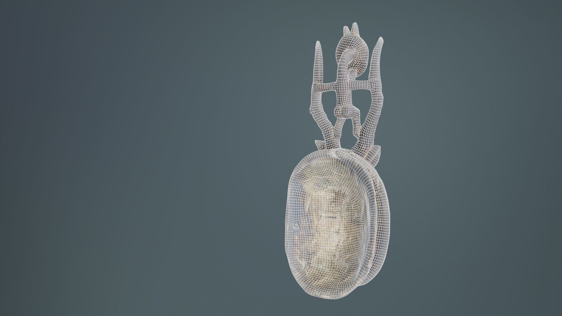 Afrikan Mask Carved Wood 49 Low-poly 3D model_10