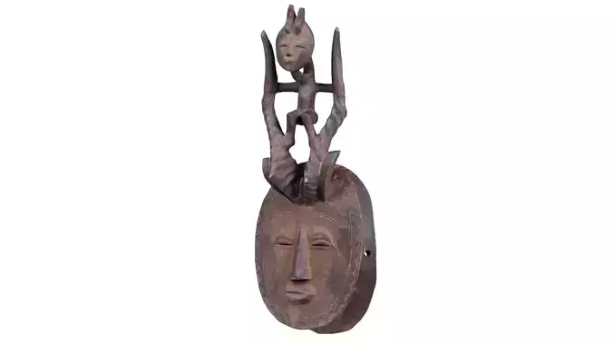 Afrikan Mask Carved Wood 49 Low-poly 3D model