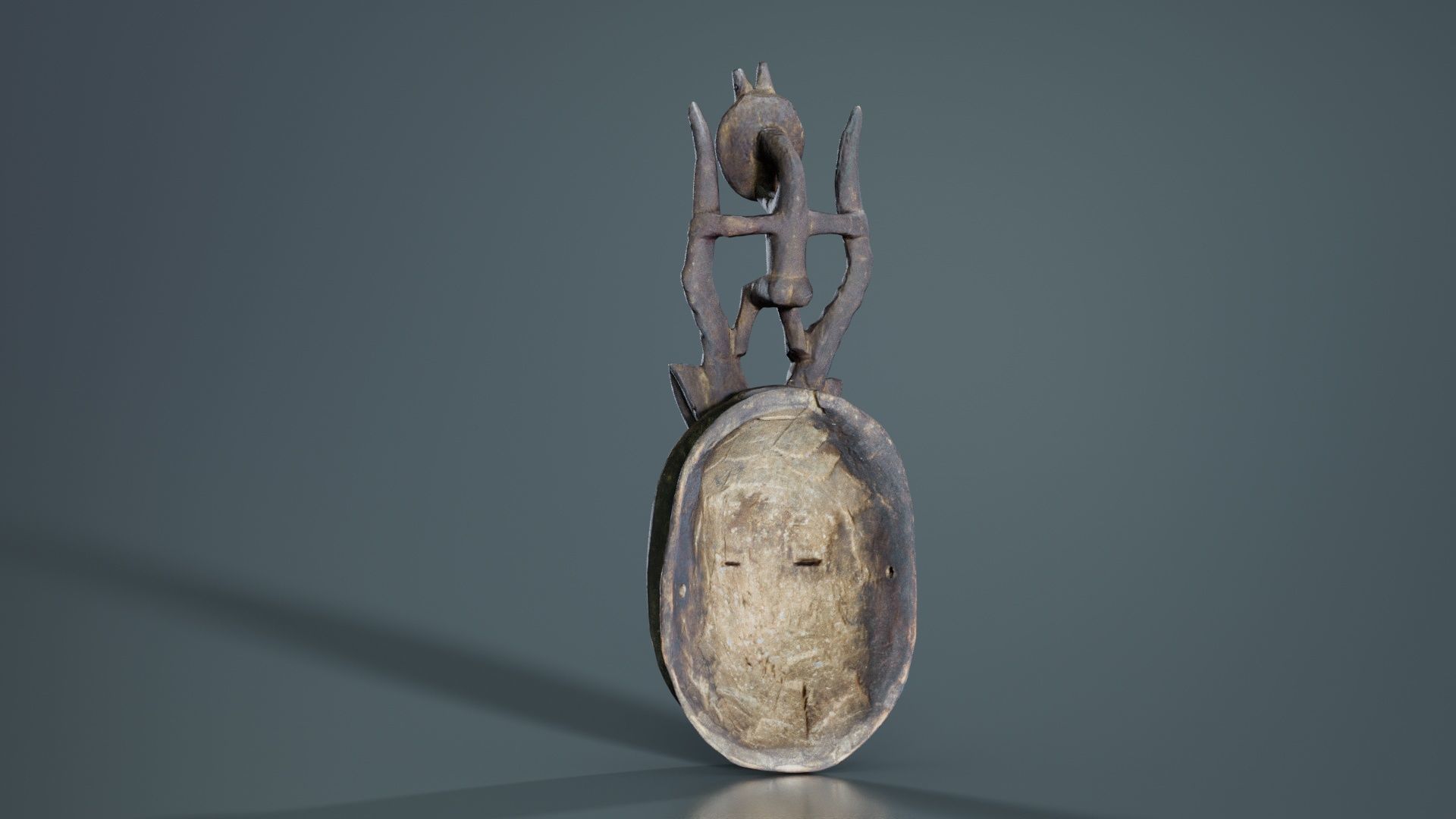 Afrikan Mask Carved Wood 49 Low-poly 3D model_5