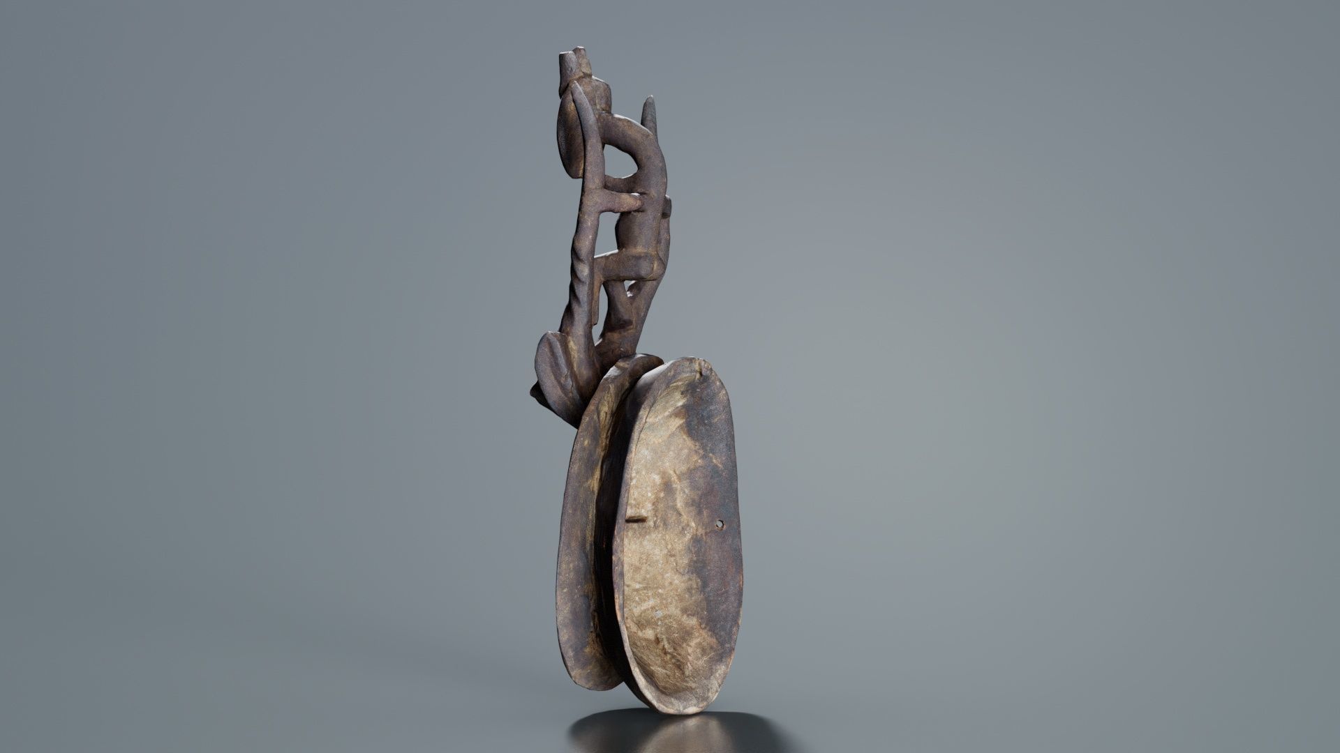 Afrikan Mask Carved Wood 49 Low-poly 3D model_3