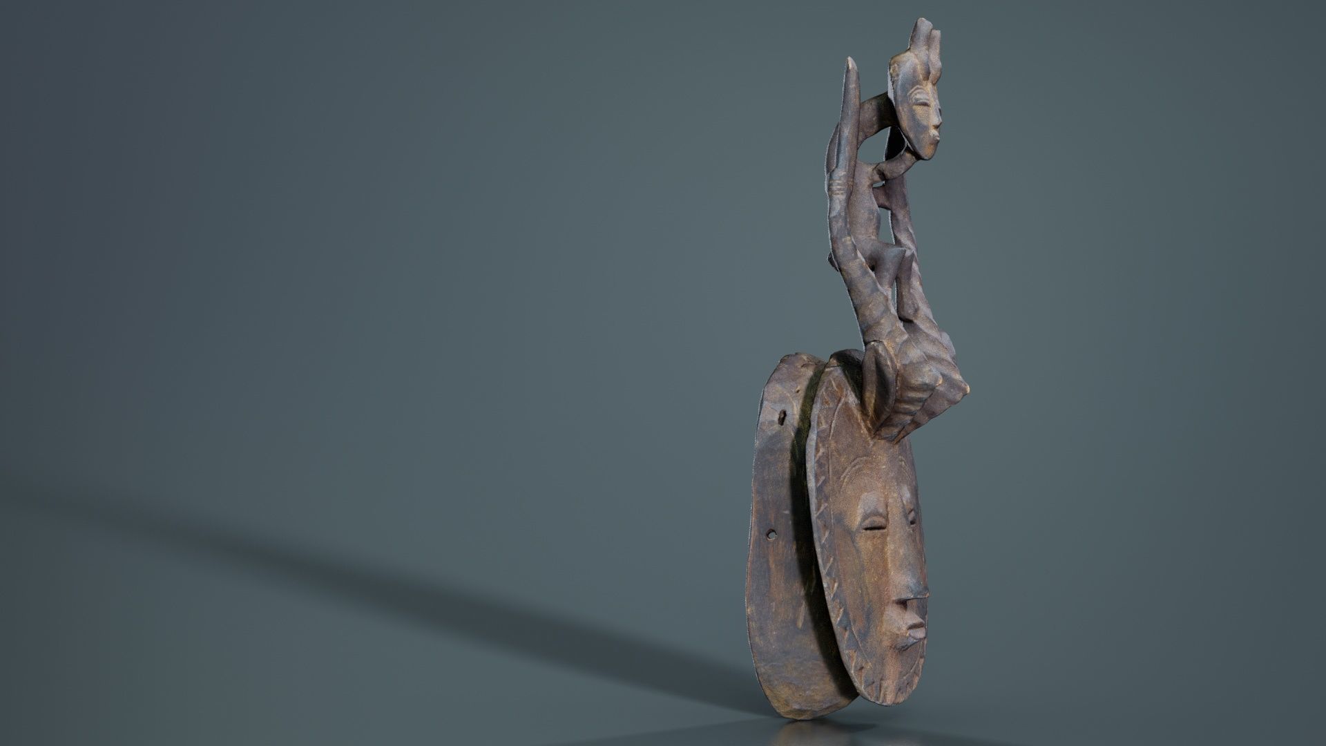 Afrikan Mask Carved Wood 49 Low-poly 3D model_4