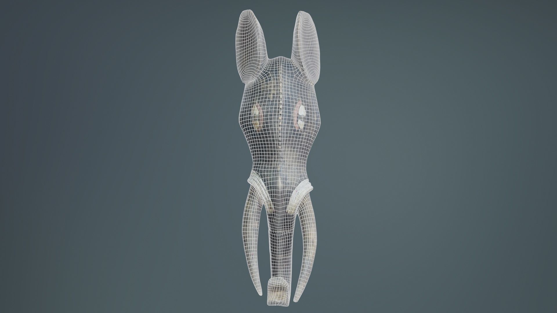 Afrikan Mask Carved Wood 52 Low-poly 3D model_9