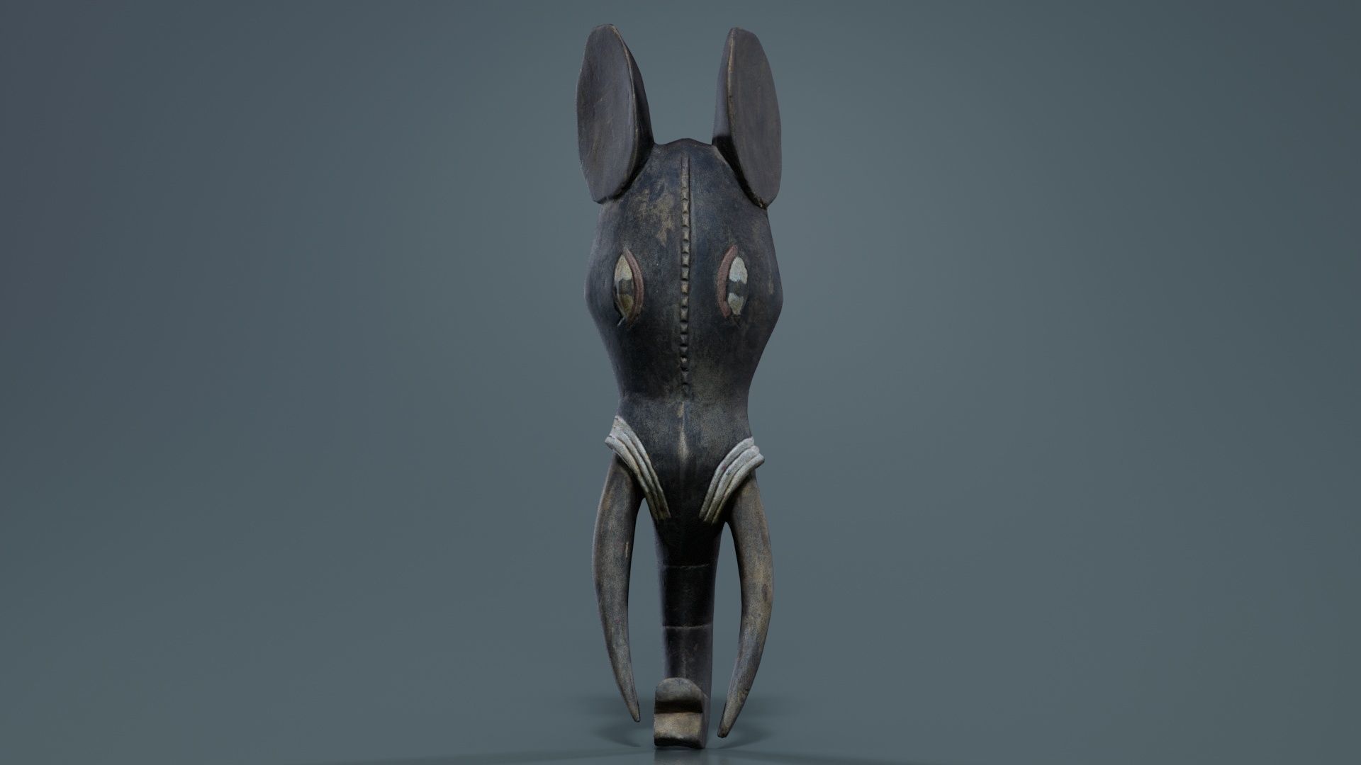 Afrikan Mask Carved Wood 52 Low-poly 3D model_2