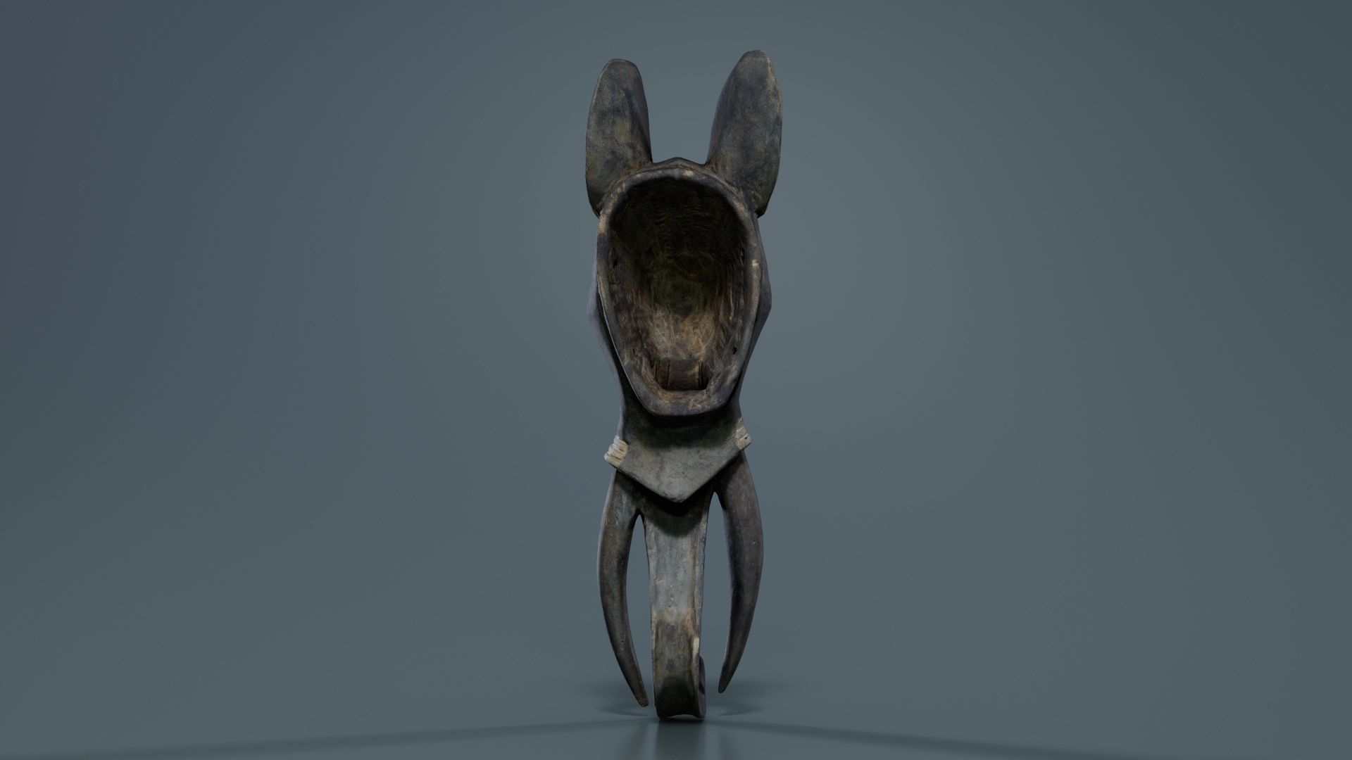 Afrikan Mask Carved Wood 52 Low-poly 3D model_4