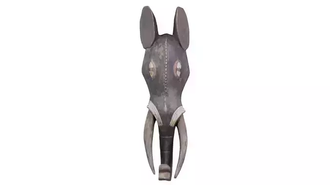 Afrikan Mask Carved Wood 52 Low-poly 3D model