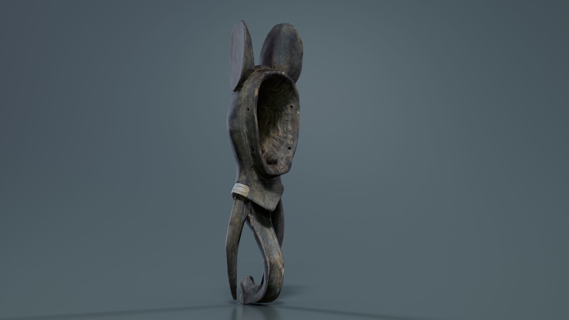 Afrikan Mask Carved Wood 52 Low-poly 3D model_5