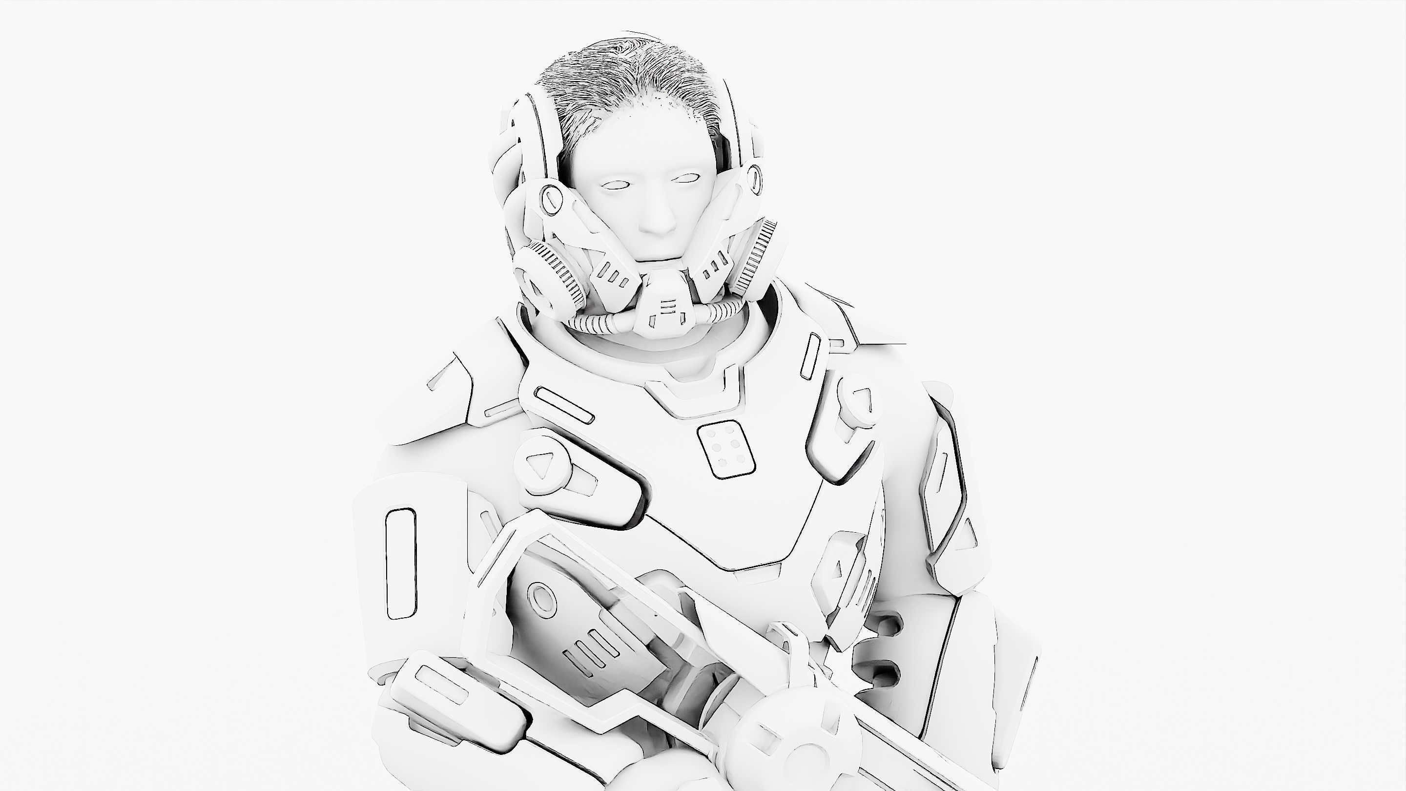 CYBORG SOLDIER RX-50 Rigged for Unreal Engine - Unity - MIXAMO  3D model_35