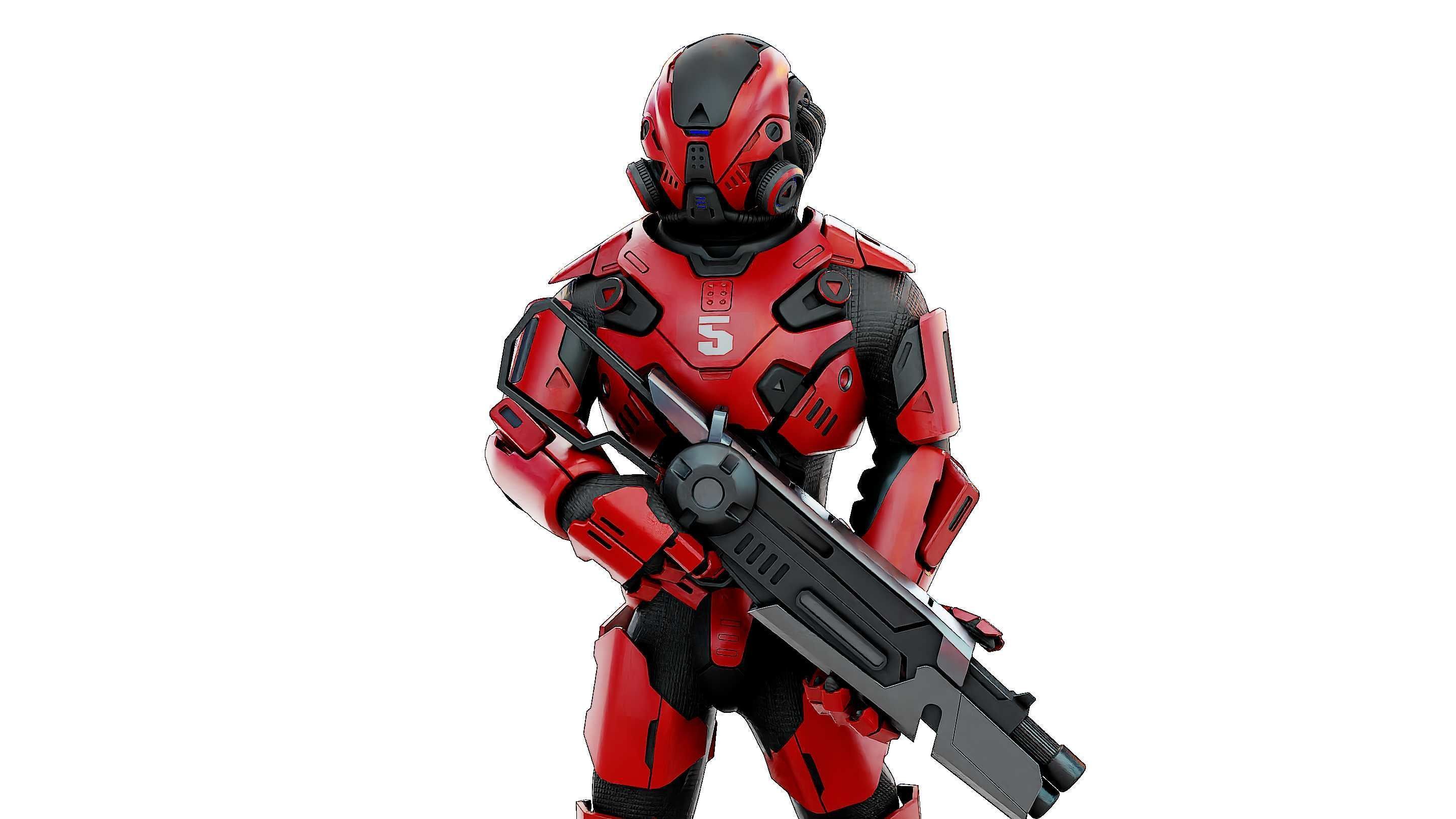 CYBORG SOLDIER RX-50 Rigged for Unreal Engine - Unity - MIXAMO  3D model_21