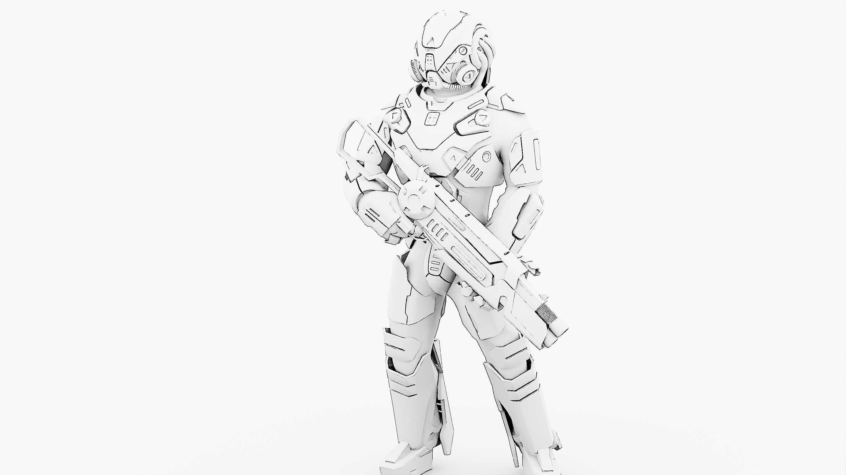 CYBORG SOLDIER RX-50 Rigged for Unreal Engine - Unity - MIXAMO  3D model_32