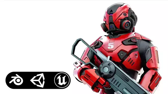 CYBORG SOLDIER RX-50 Rigged for Unreal Engine - Unity - MIXAMO  3D model
