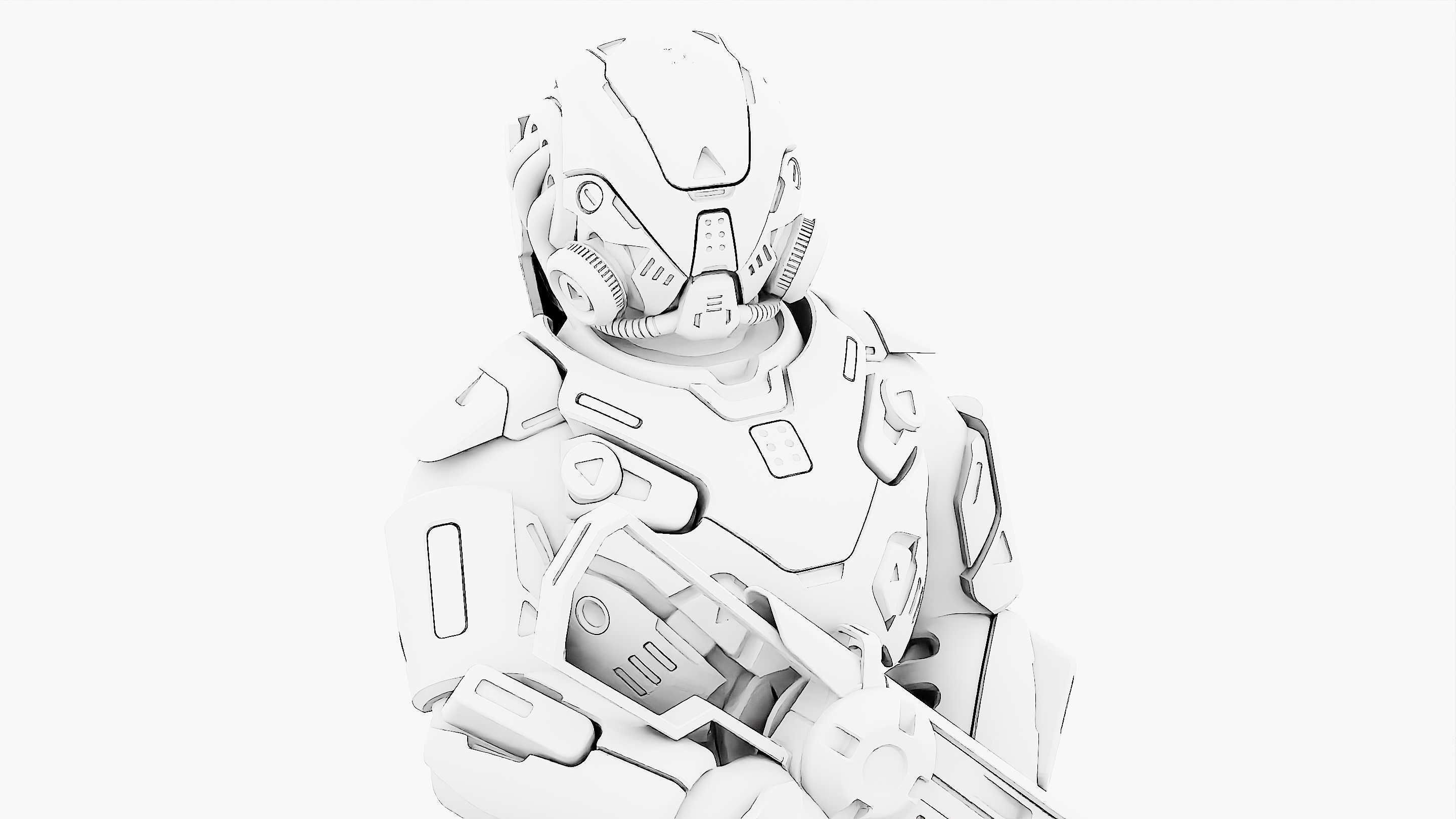 CYBORG SOLDIER RX-50 Rigged for Unreal Engine - Unity - MIXAMO  3D model_34