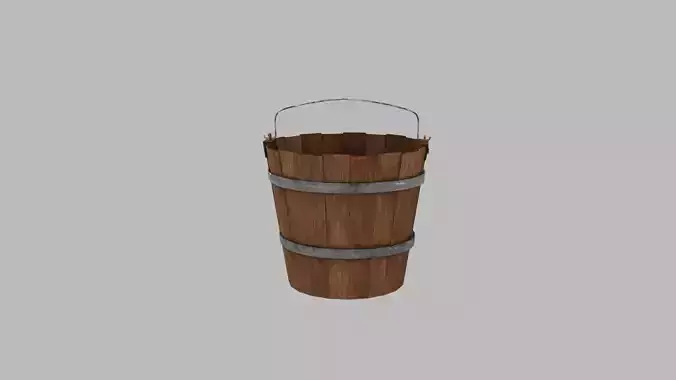 Old Wooden Bucket Low-Poly Low-poly 3D model