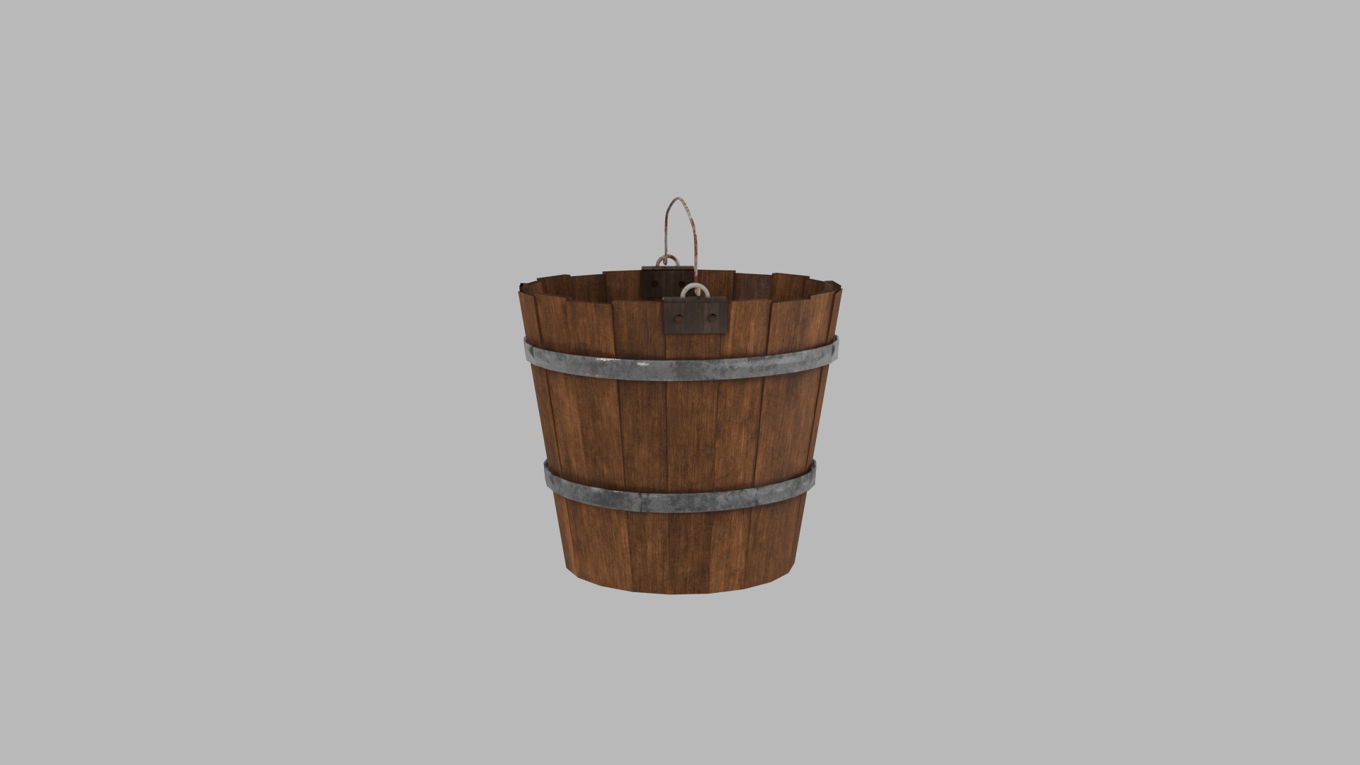 Old Wooden Bucket Low-Poly Low-poly 3D model_2
