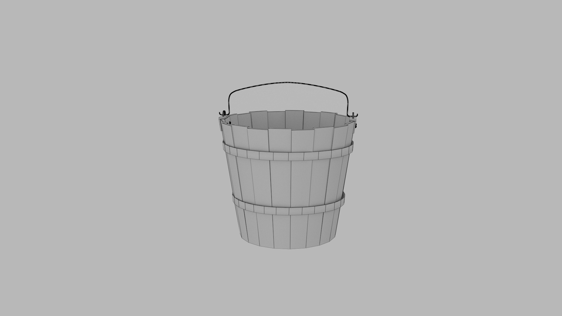 Old Wooden Bucket Low-Poly Low-poly 3D model_4