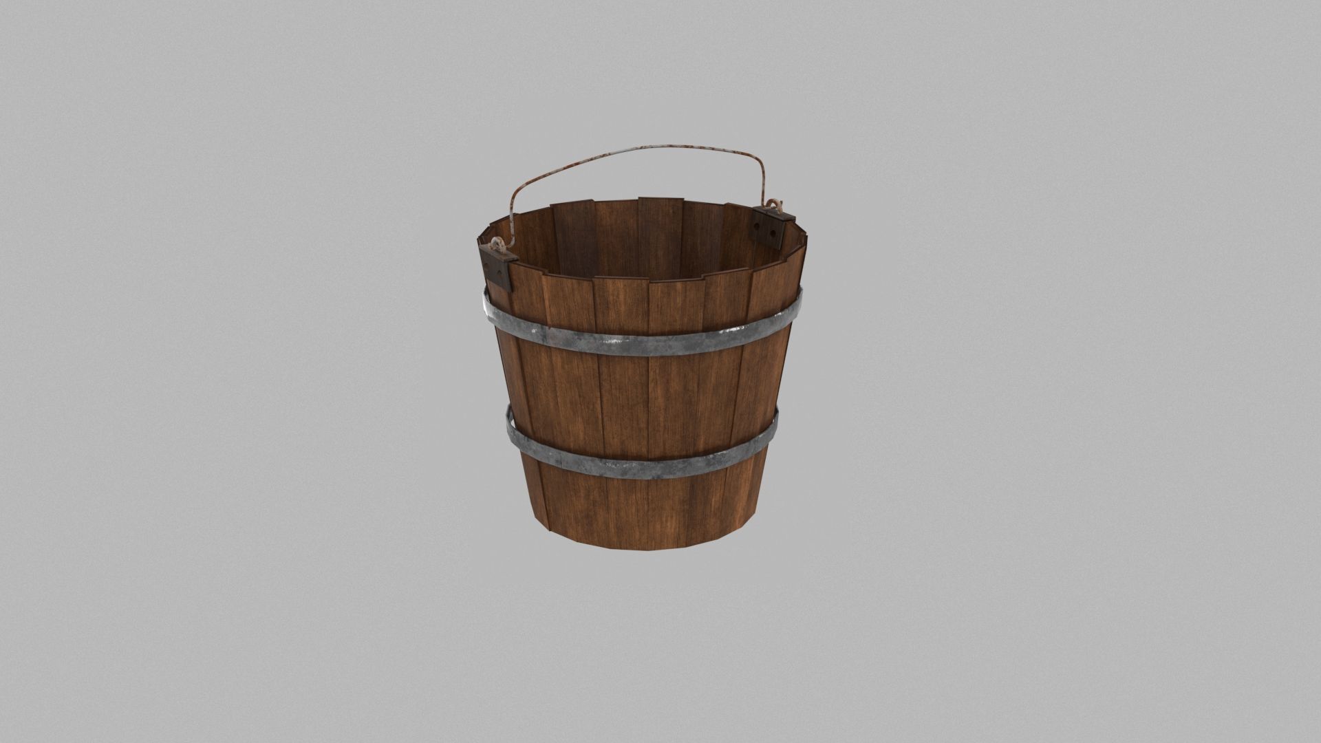Old Wooden Bucket Low-Poly Low-poly 3D model_3