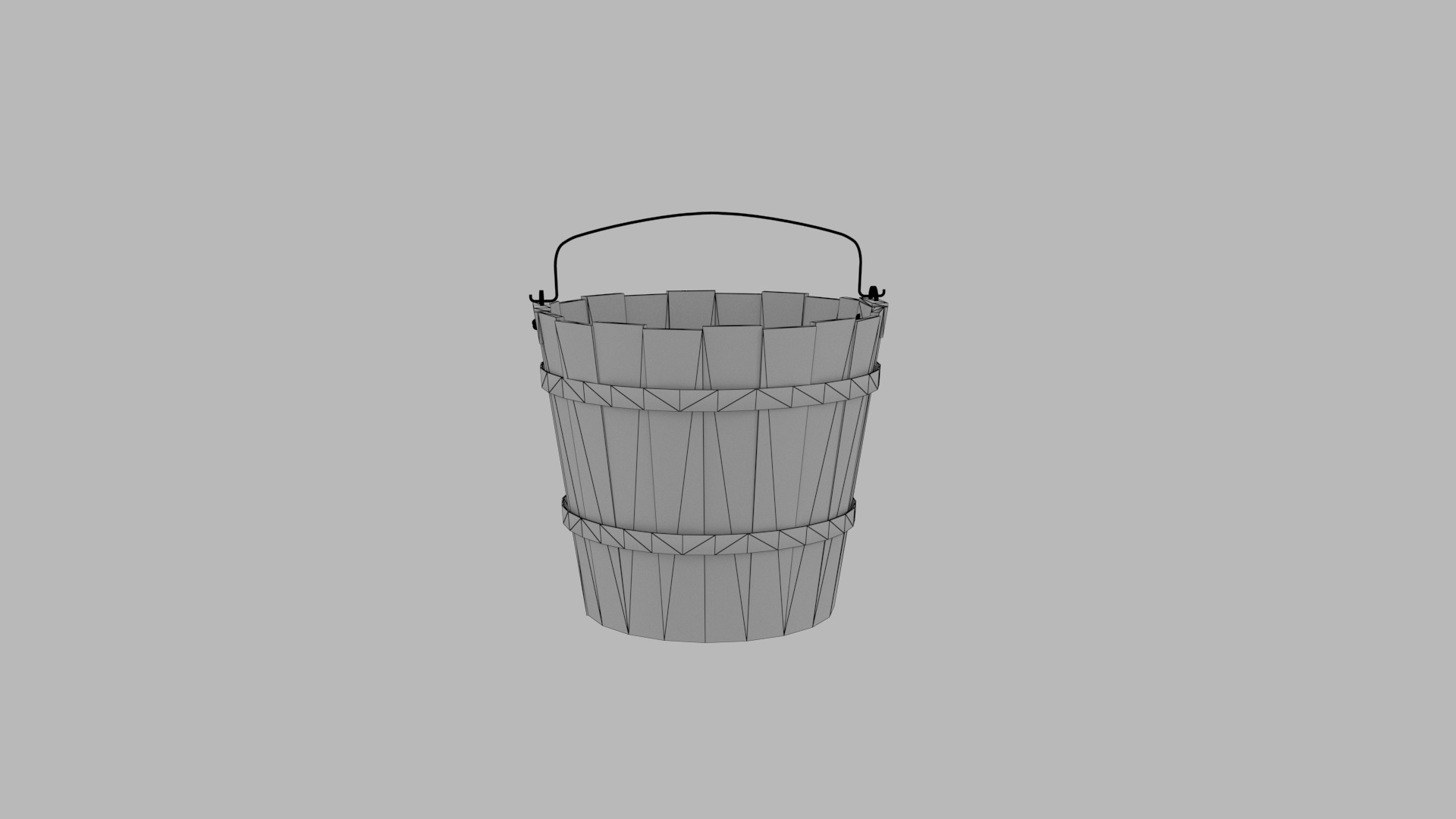 Old Wooden Bucket Low-Poly Low-poly 3D model_5