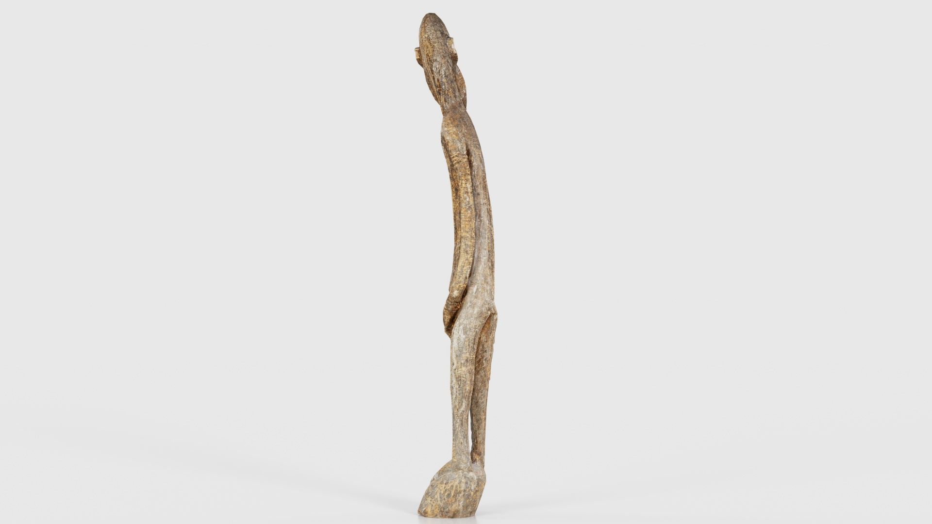 Big Boy Tall Wooden Statue Carved Low-poly 3D model_20