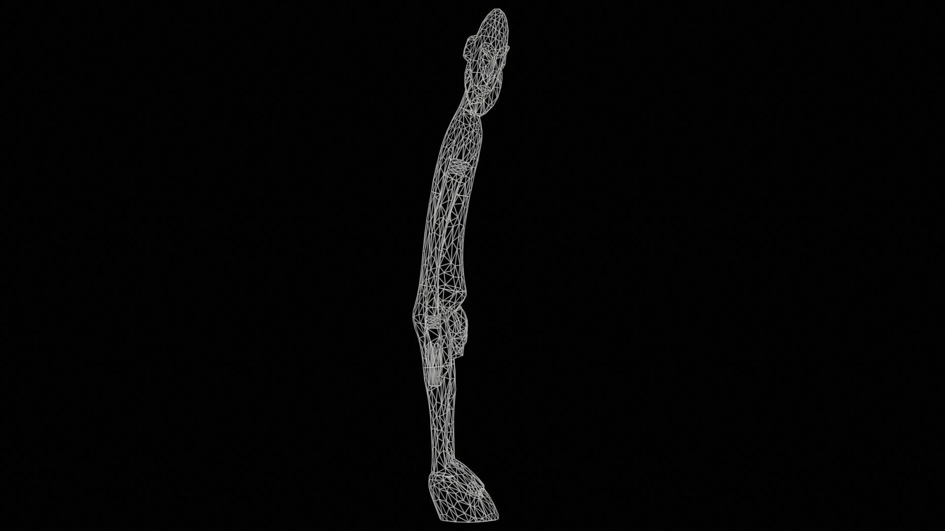 Big Boy Tall Wooden Statue Carved Low-poly 3D model_11