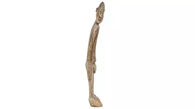 Big Boy Tall Wooden Statue Carved Low-poly 3D model