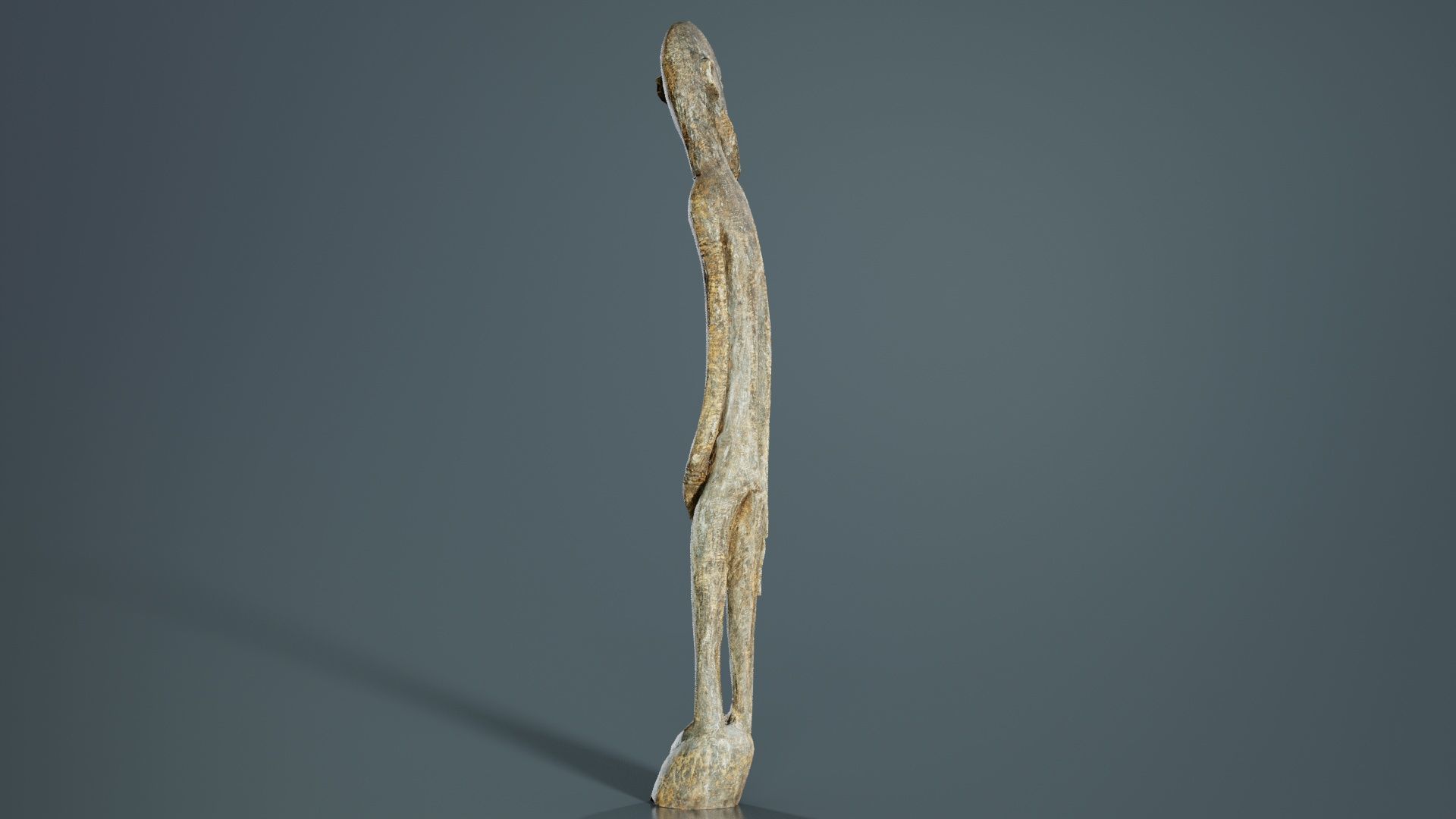 Big Boy Tall Wooden Statue Carved Low-poly 3D model_1