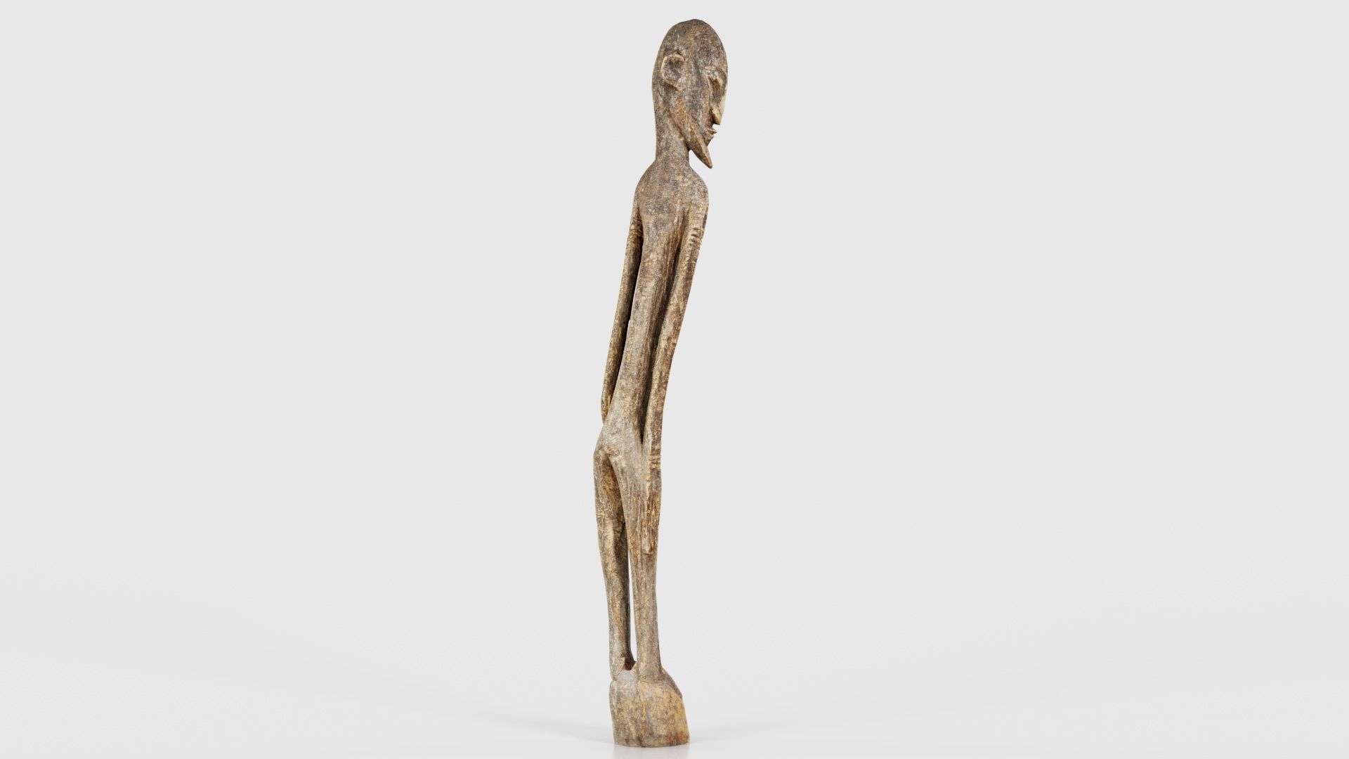 Big Boy Tall Wooden Statue Carved Low-poly 3D model_17