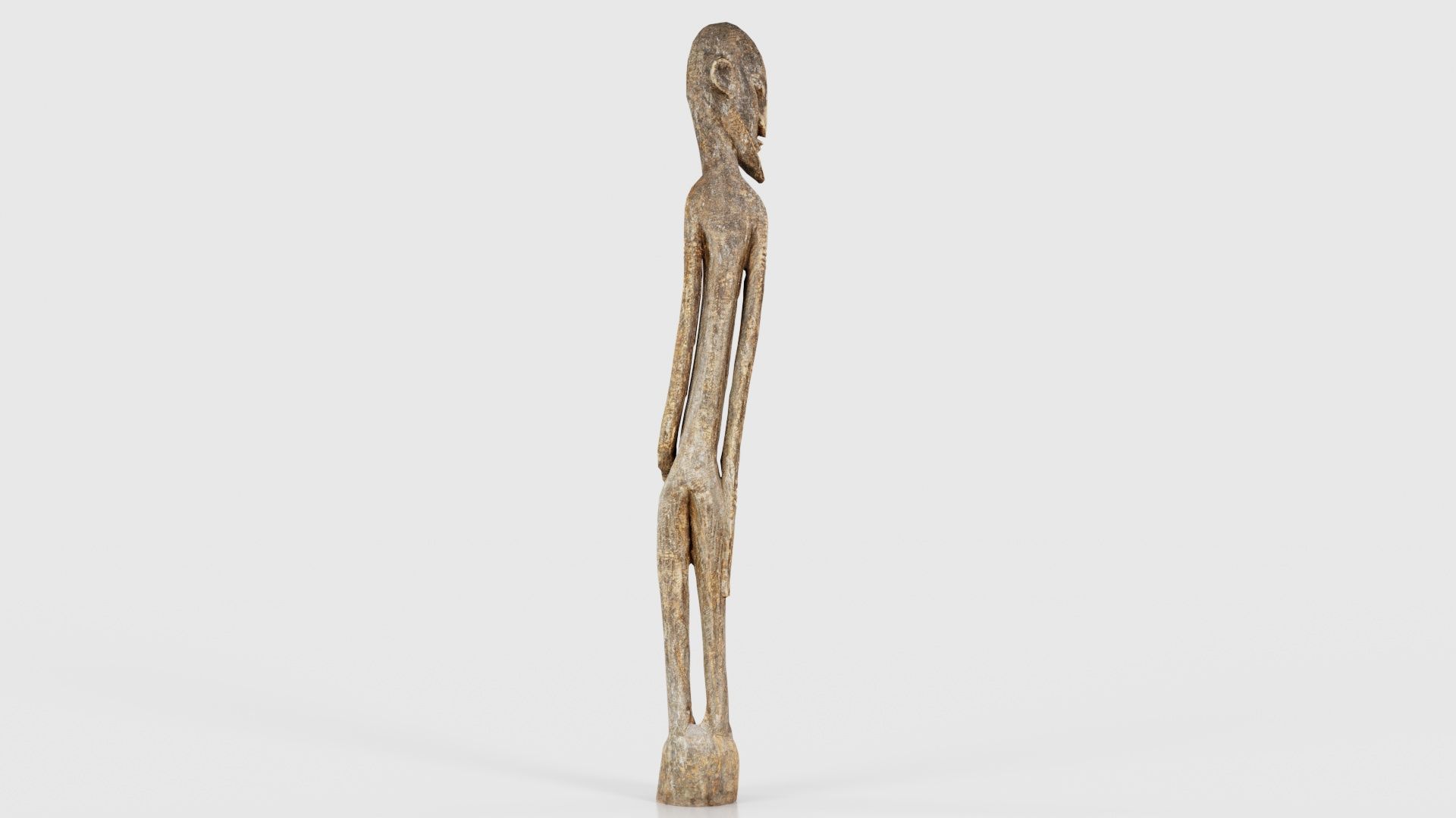 Big Boy Tall Wooden Statue Carved Low-poly 3D model_18