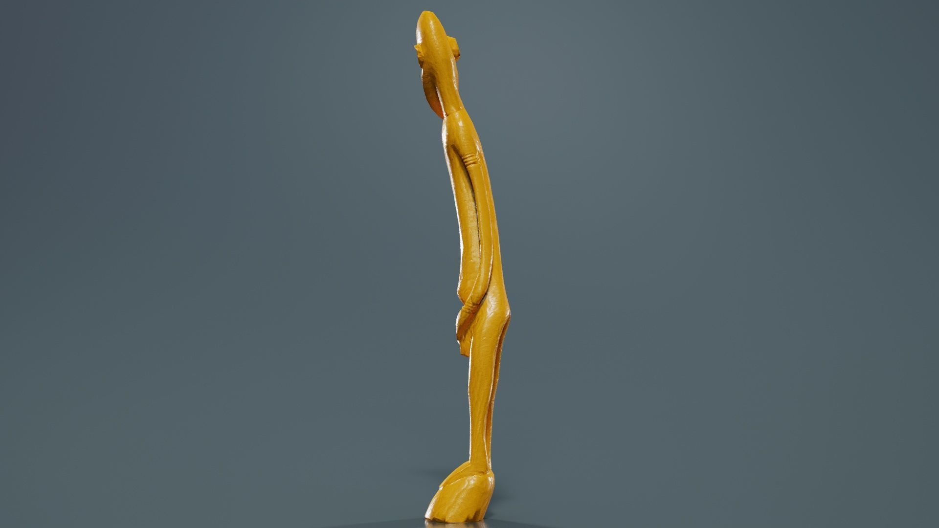 Big Boy Tall Wooden Statue Carved Low-poly 3D model_13