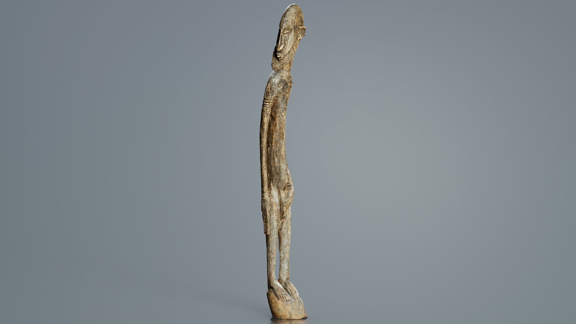 Big Boy Tall Wooden Statue Carved Low-poly 3D model_6