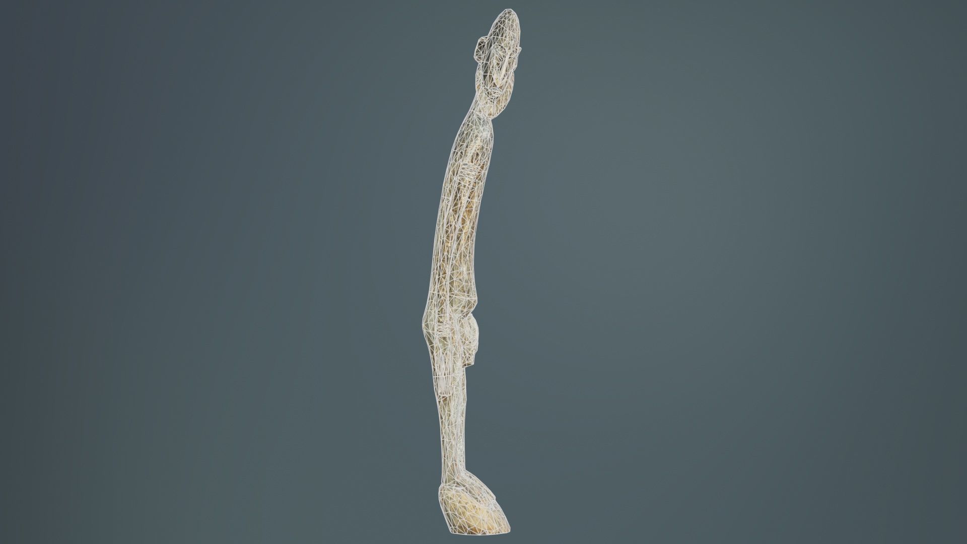 Big Boy Tall Wooden Statue Carved Low-poly 3D model_9