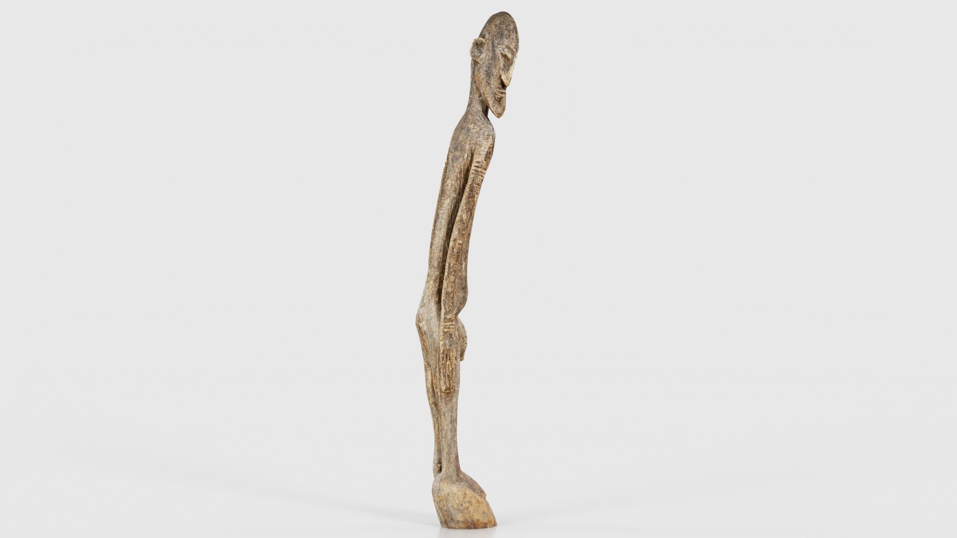 Big Boy Tall Wooden Statue Carved Low-poly 3D model_16