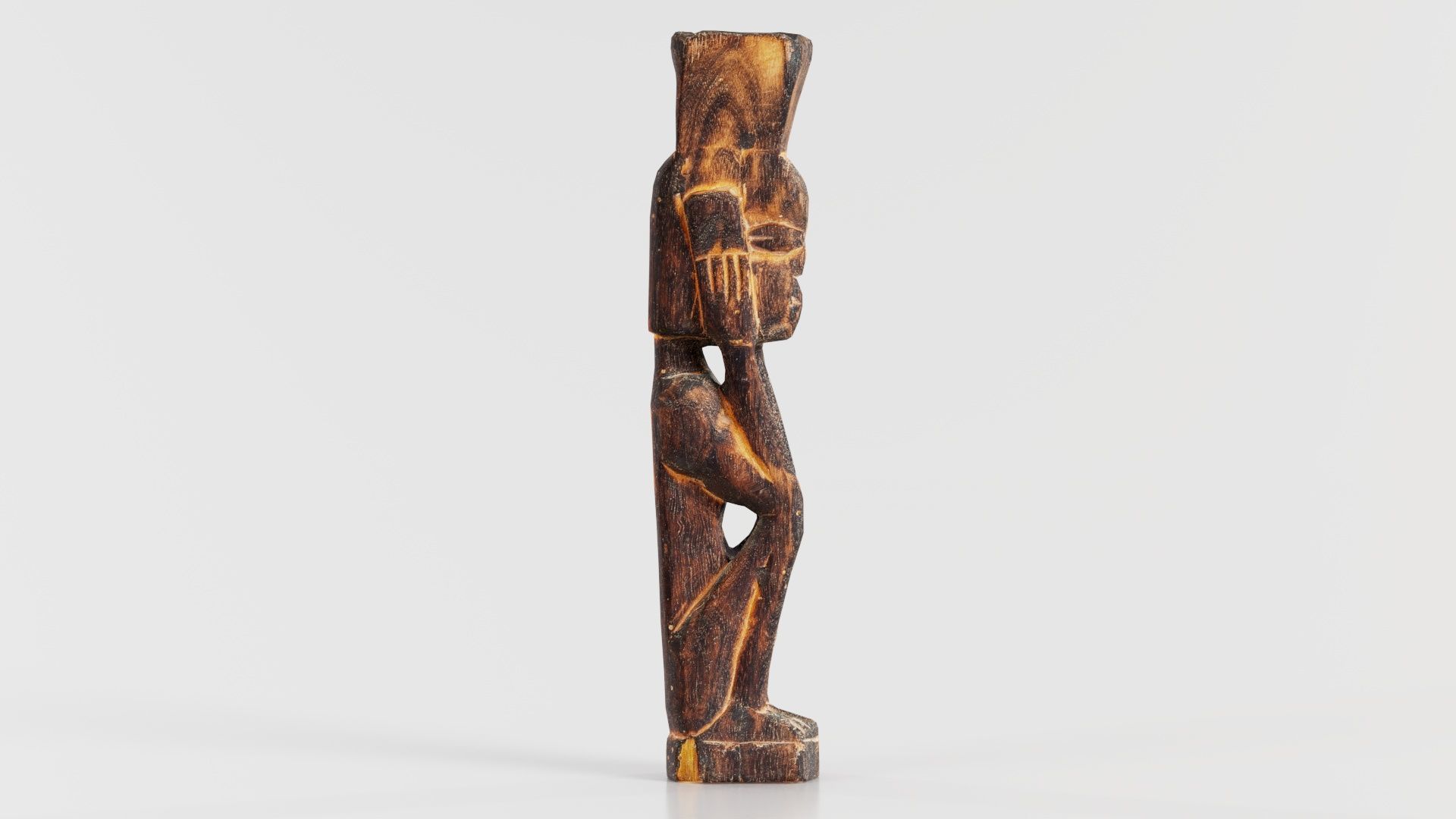 Hand Carved Wooden Statue Couple a1 Low-poly 3D model_1