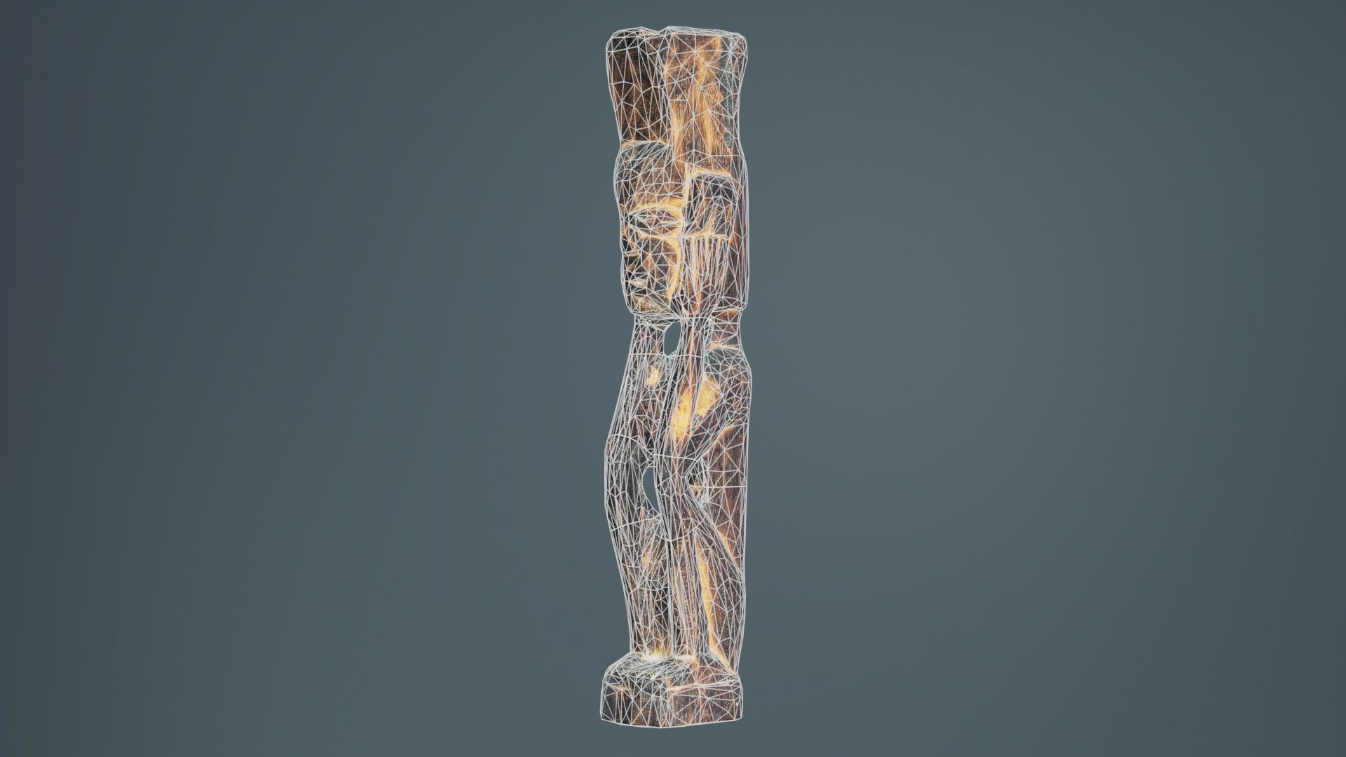 Hand Carved Wooden Statue Couple a1 Low-poly 3D model_9