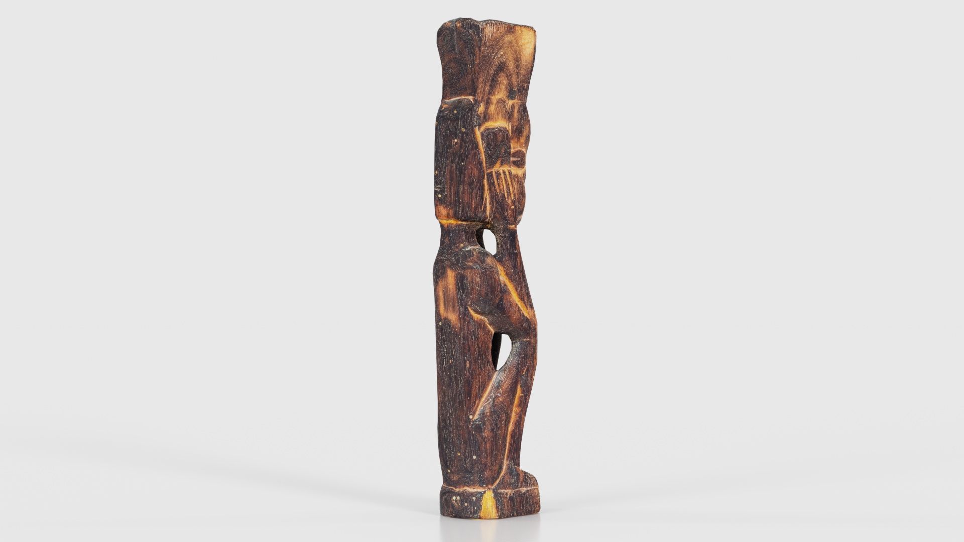 Hand Carved Wooden Statue Couple a1 Low-poly 3D model_21