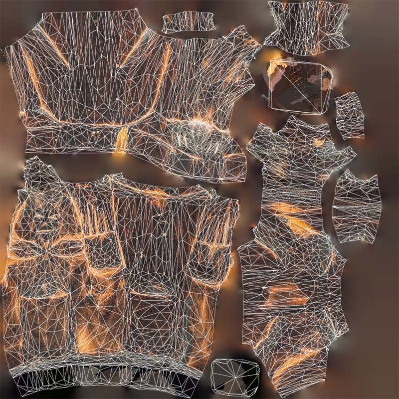 Hand Carved Wooden Statue Couple a1 Low-poly 3D model_14