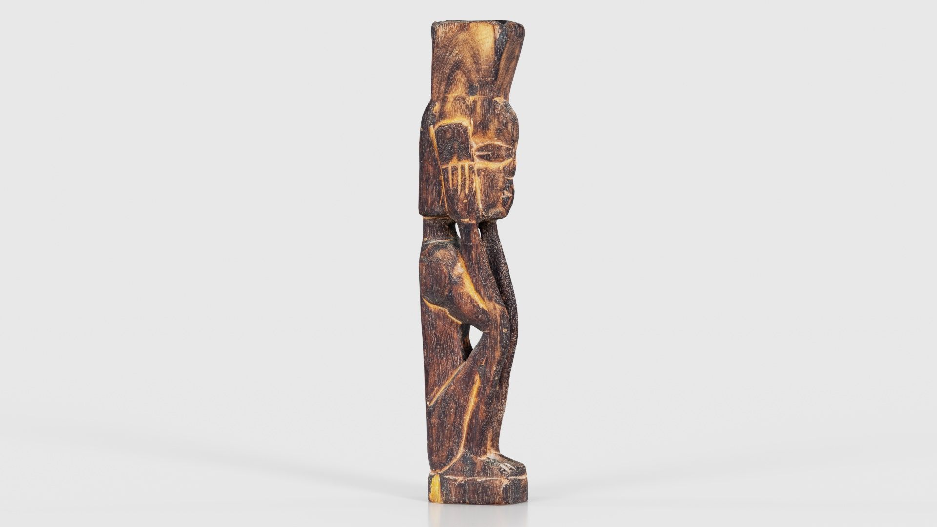 Hand Carved Wooden Statue Couple a1 Low-poly 3D model_19