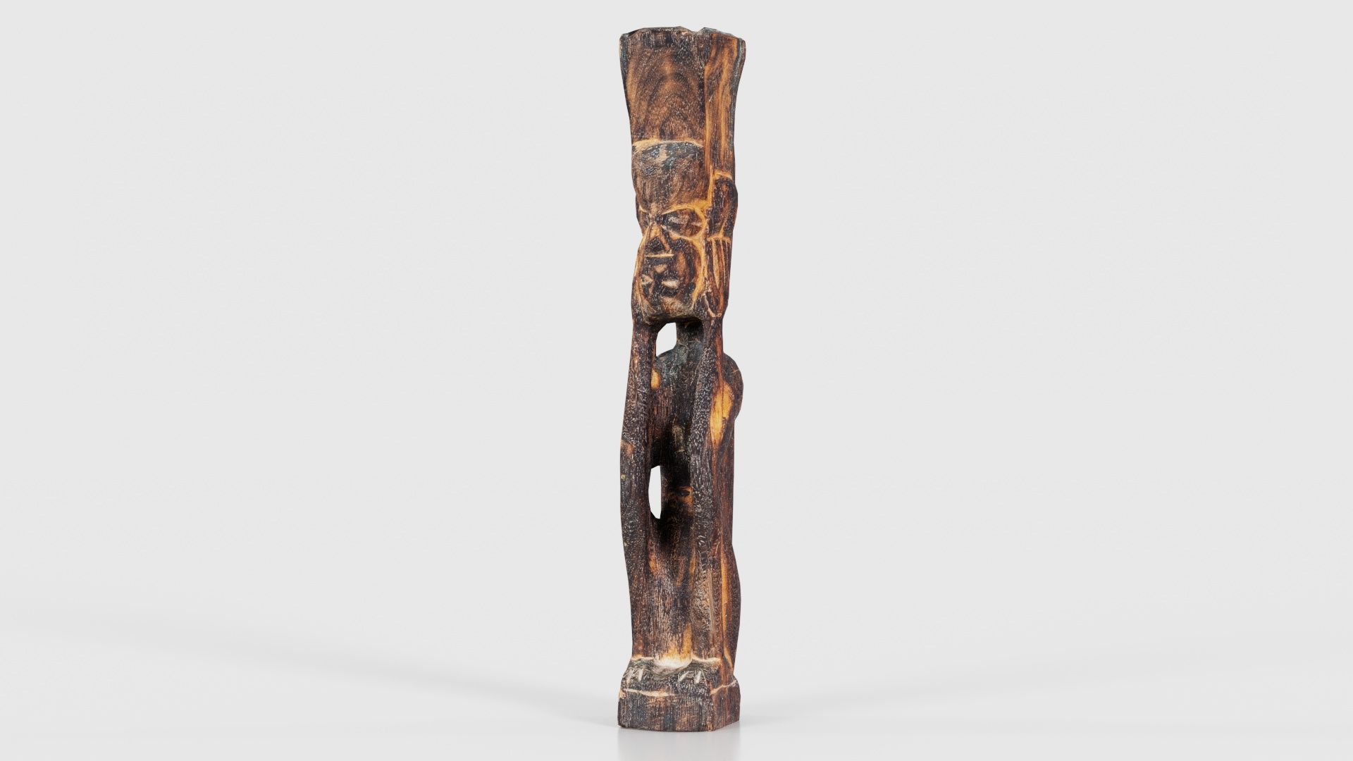 Hand Carved Wooden Statue Couple a1 Low-poly 3D model_16