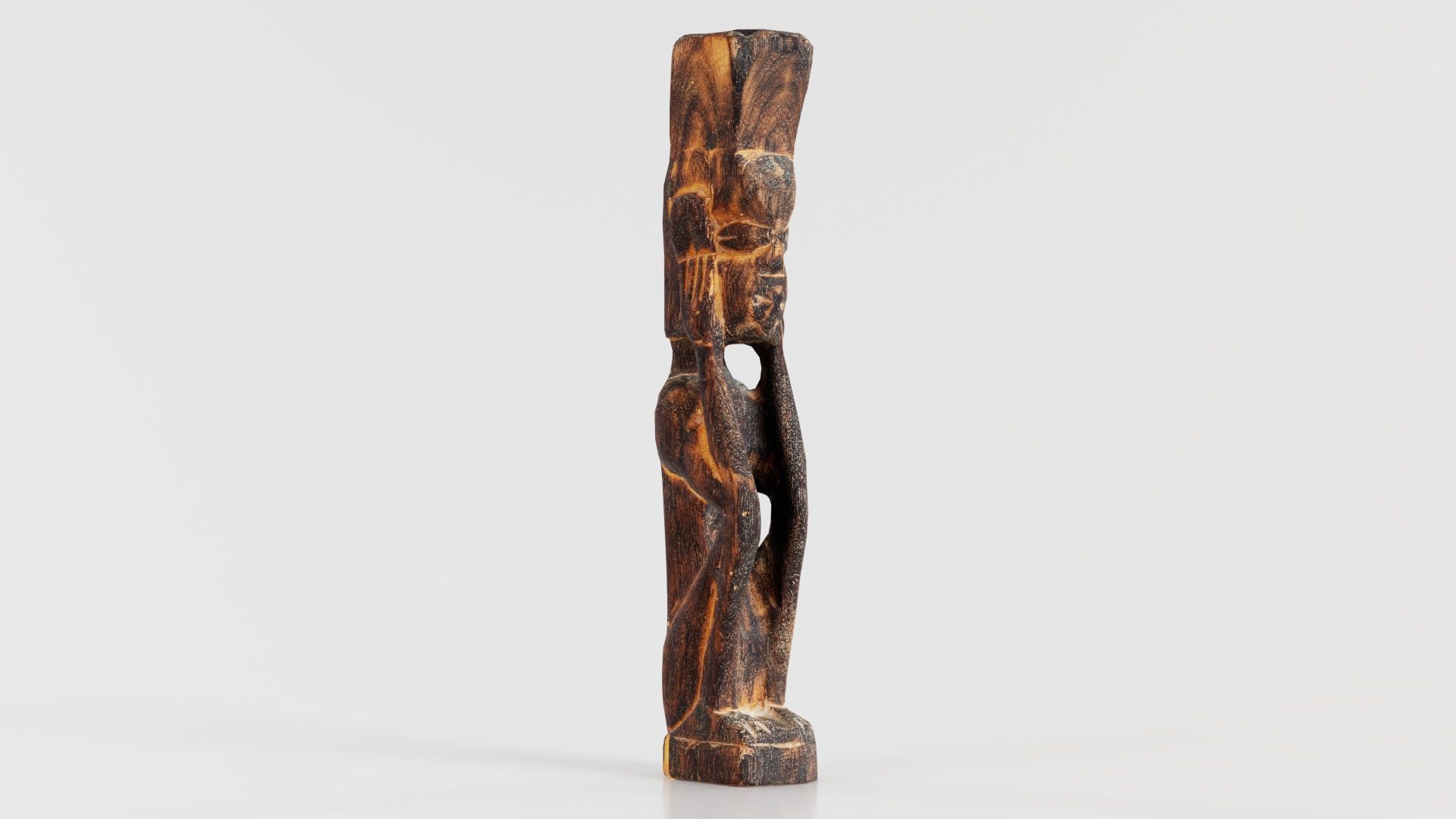 Hand Carved Wooden Statue Couple a1 Low-poly 3D model_7