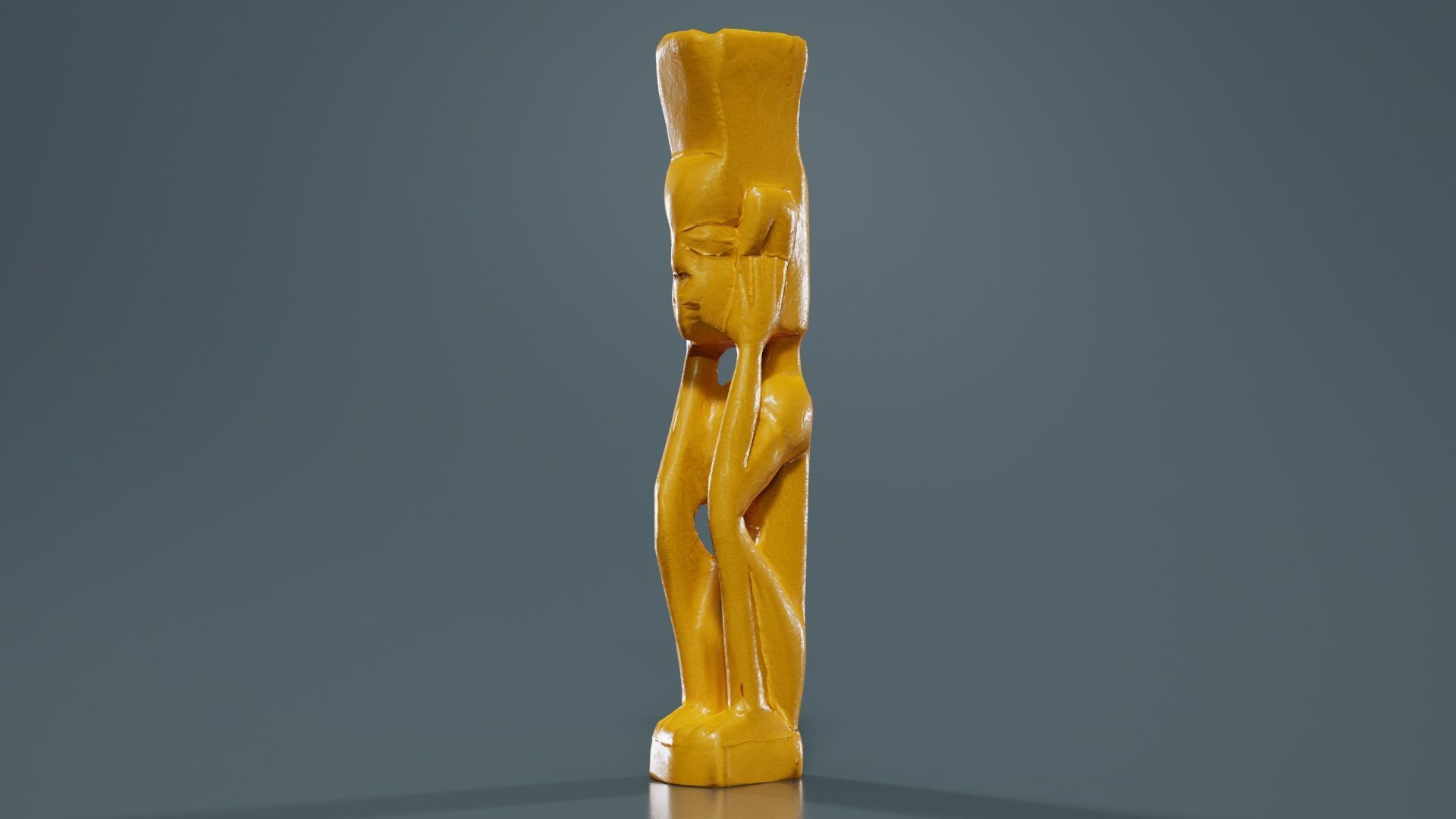 Hand Carved Wooden Statue Couple a1 Low-poly 3D model_12