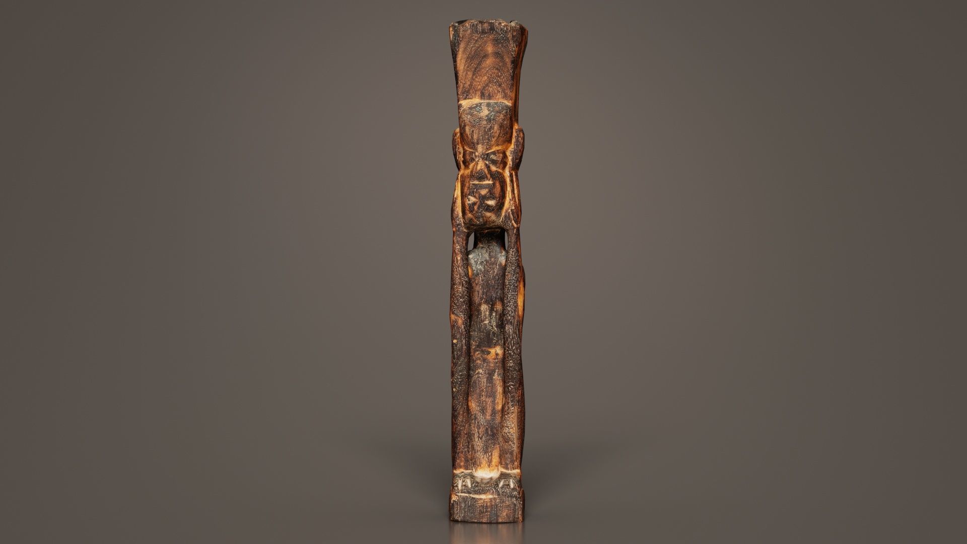 Hand Carved Wooden Statue Couple a1 Low-poly 3D model_2