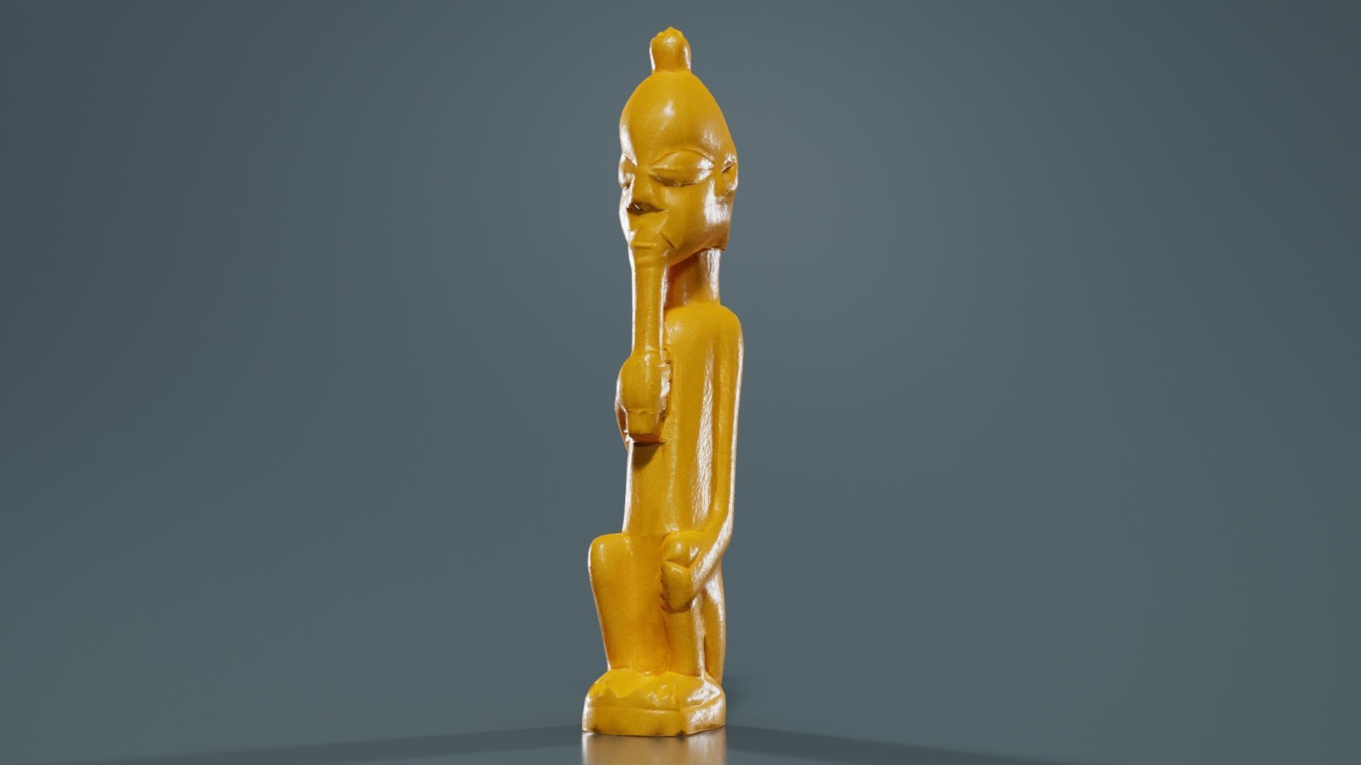 Hand Carved Wooden Statue Couple a2 Low-poly 3D model_12
