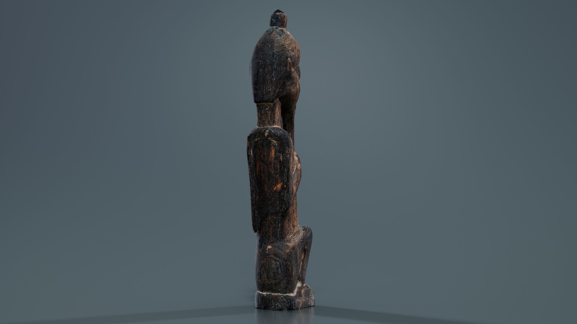 Hand Carved Wooden Statue Couple a2 Low-poly 3D model_8