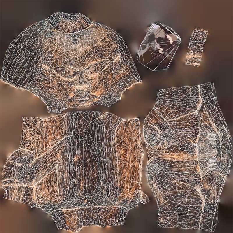 Hand Carved Wooden Statue Couple a2 Low-poly 3D model_14