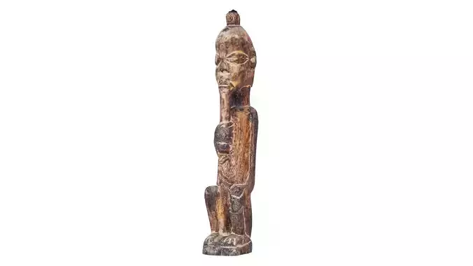 Hand Carved Wooden Statue Couple a2 Low-poly 3D model